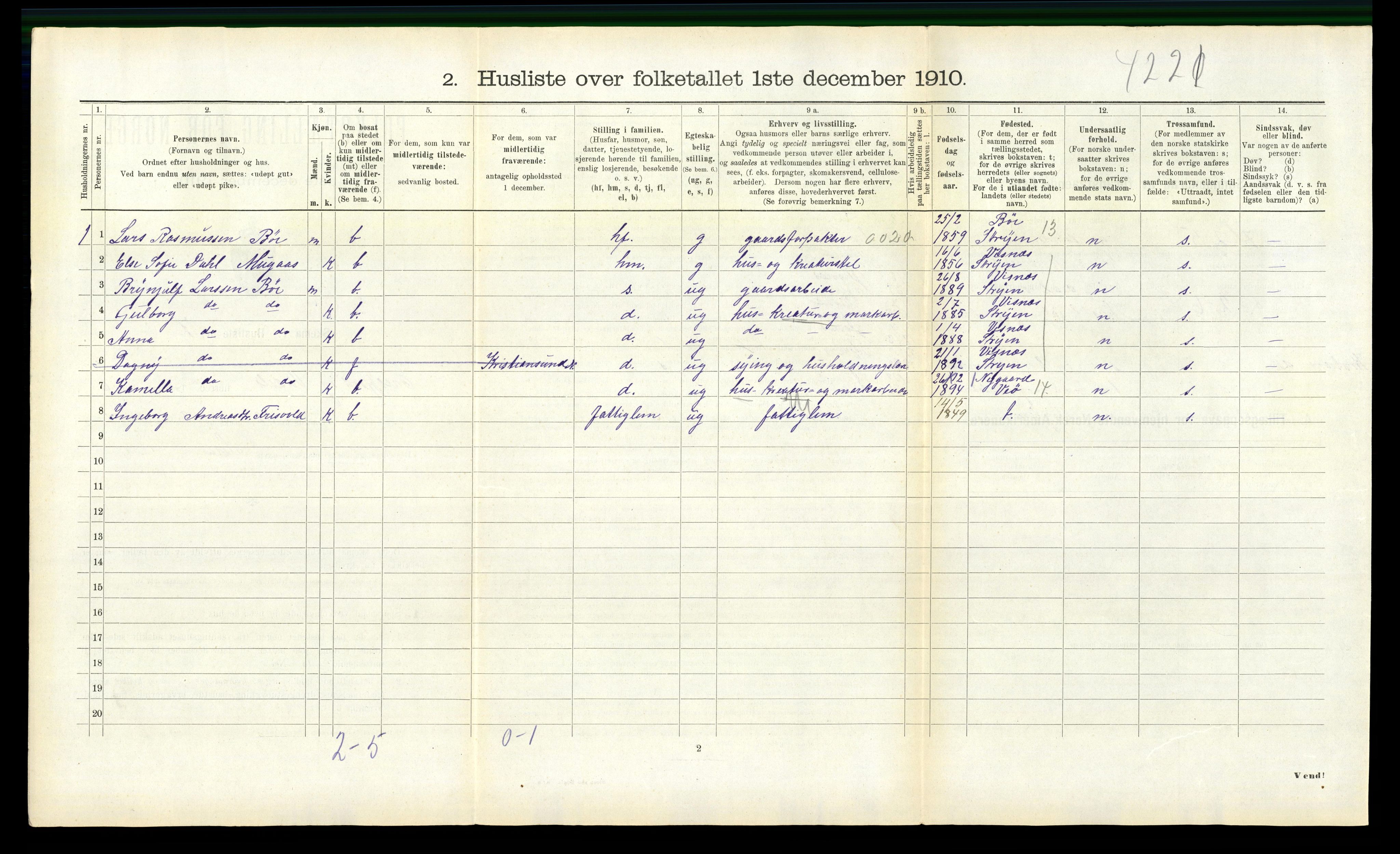 RA, 1910 census for Eresfjord og Vistdal, 1910, p. 336