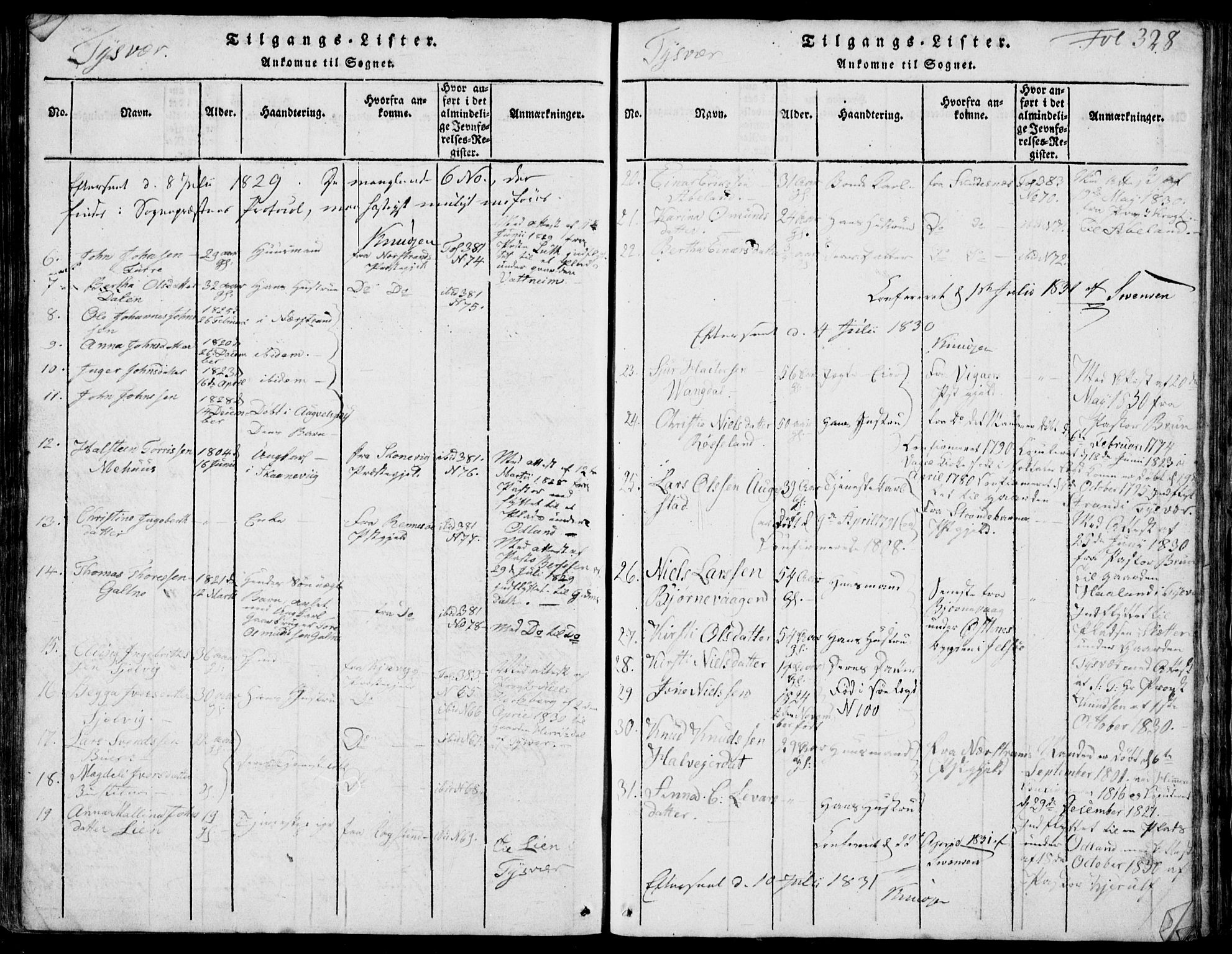 Skjold sokneprestkontor, AV/SAST-A-101847/H/Ha/Hab/L0002: Parish register (copy) no. B 2 /1, 1815-1830, p. 328