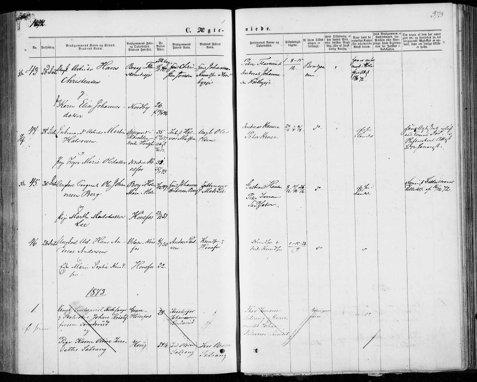 Norderhov kirkebøker, SAKO/A-237/F/Fa/L0013: Parish register (official) no. 13, 1866-1874, p. 373