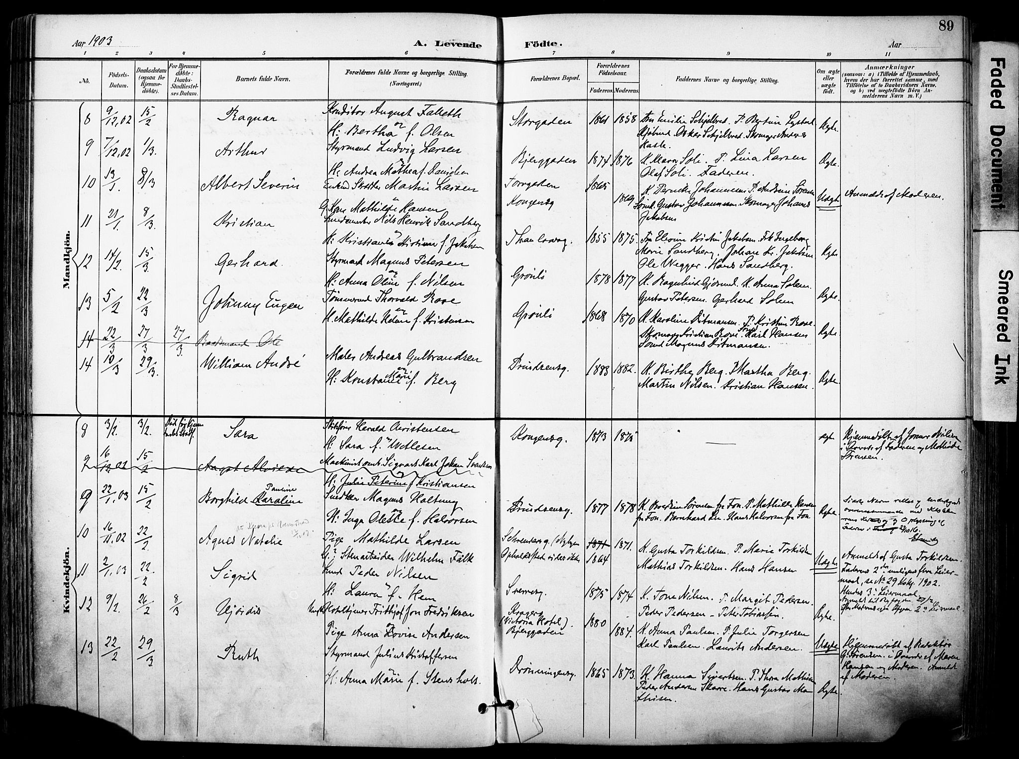 Sandefjord kirkebøker, SAKO/A-315/F/Fa/L0004: Parish register (official) no. 4, 1894-1905, p. 89