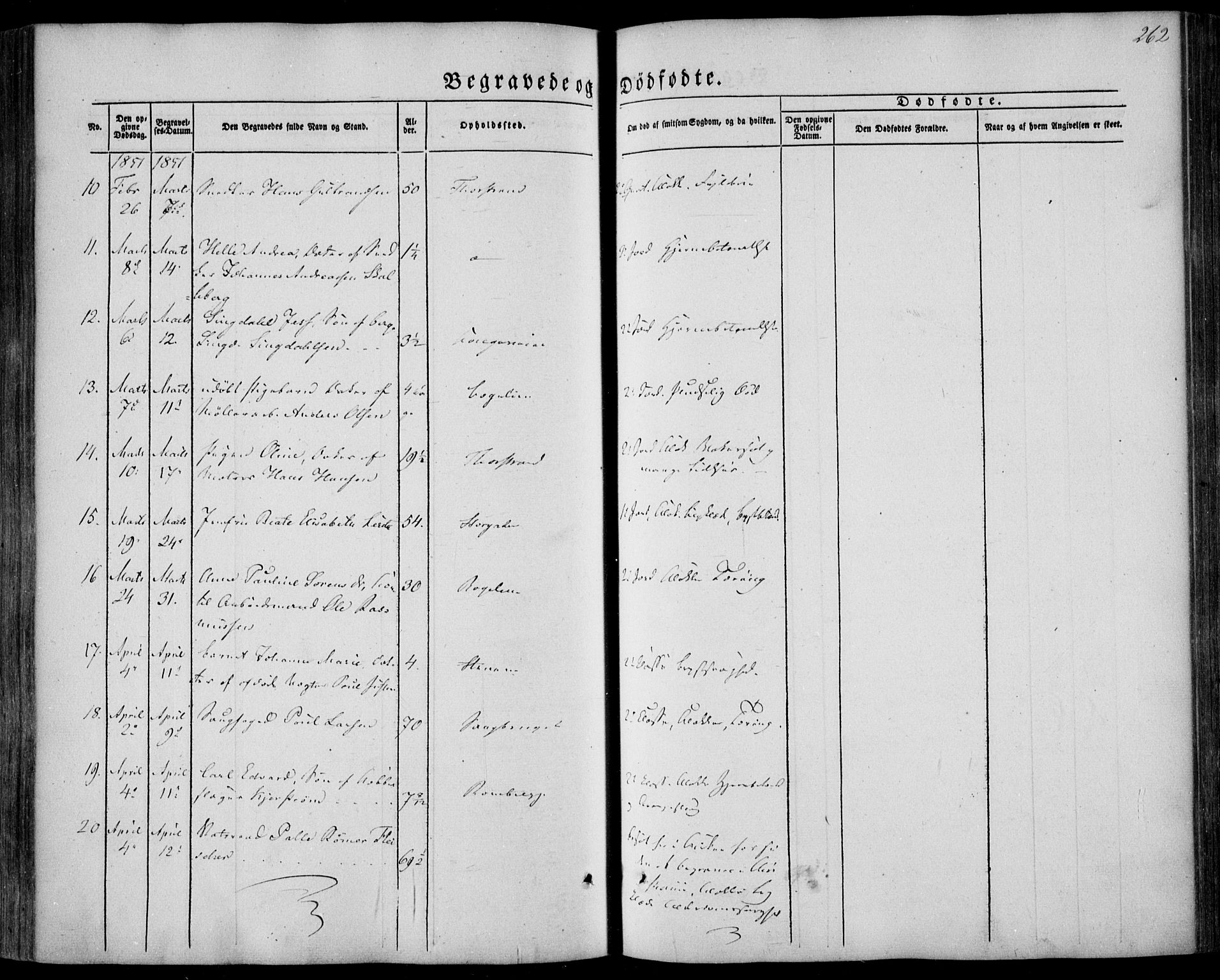 Larvik kirkebøker, AV/SAKO-A-352/F/Fa/L0003: Parish register (official) no. I 3, 1848-1856, p. 262