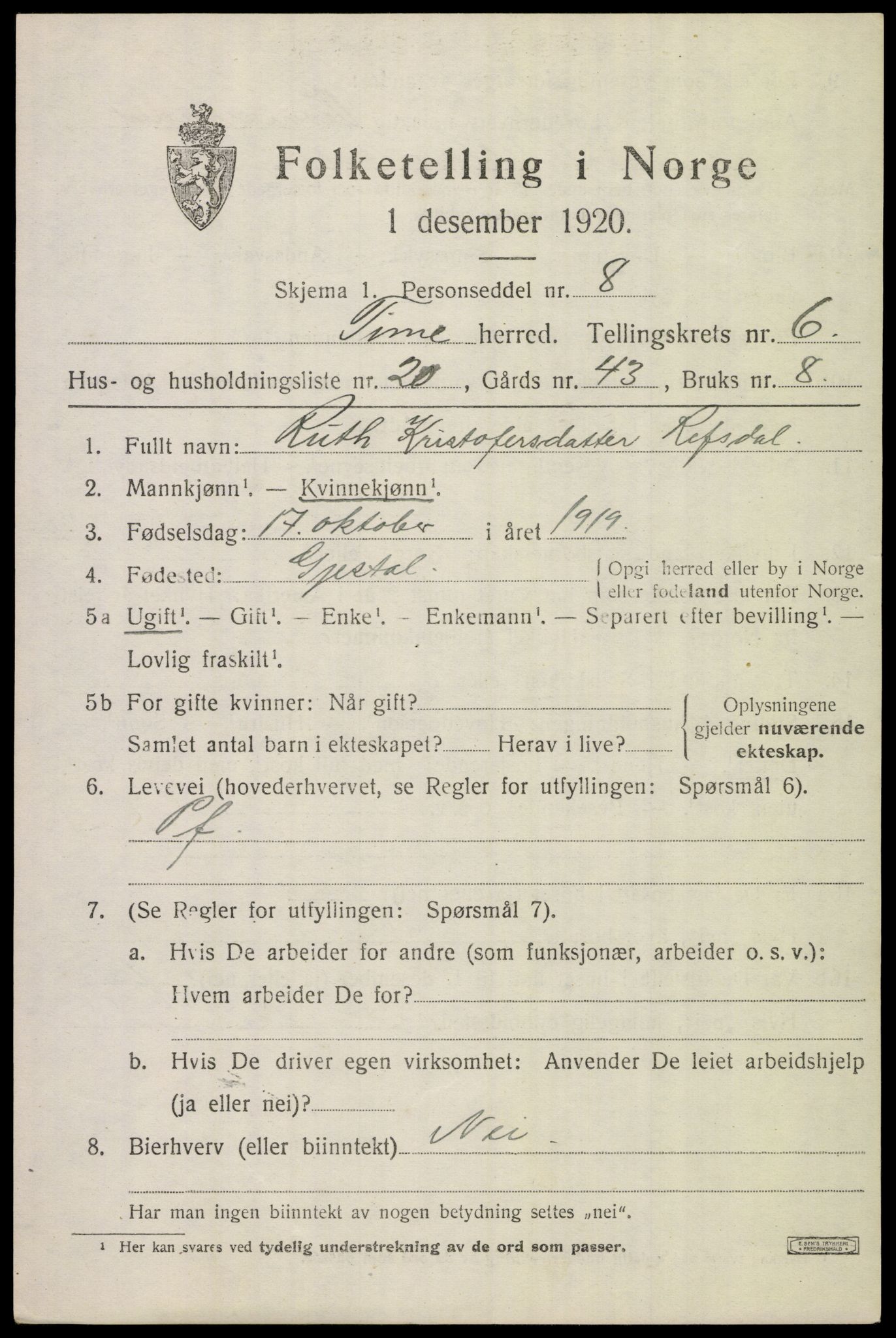 SAST, 1920 census for Time, 1920, p. 7233