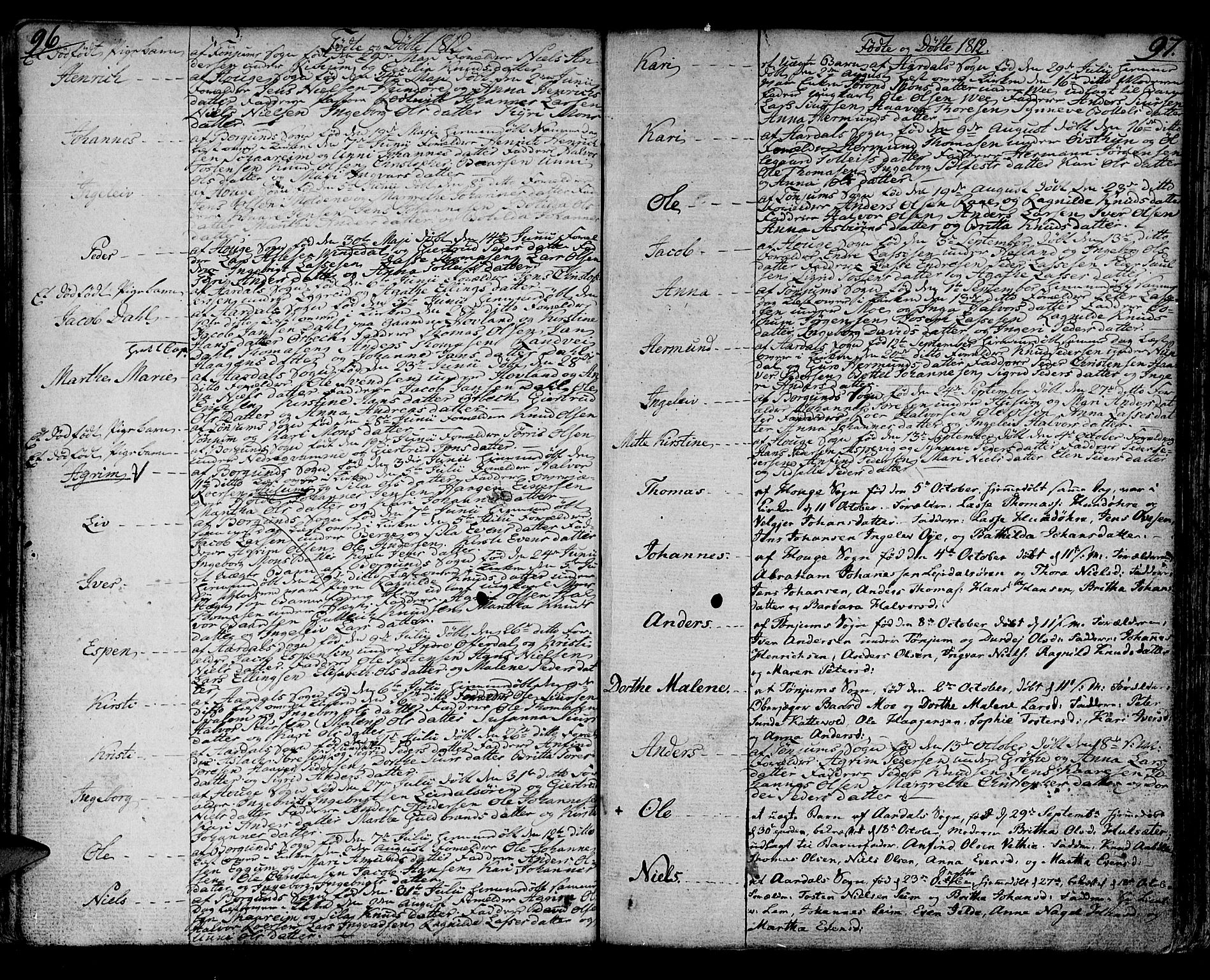 Lærdal sokneprestembete, AV/SAB-A-81201: Parish register (official) no. A 4, 1805-1821, p. 96-97