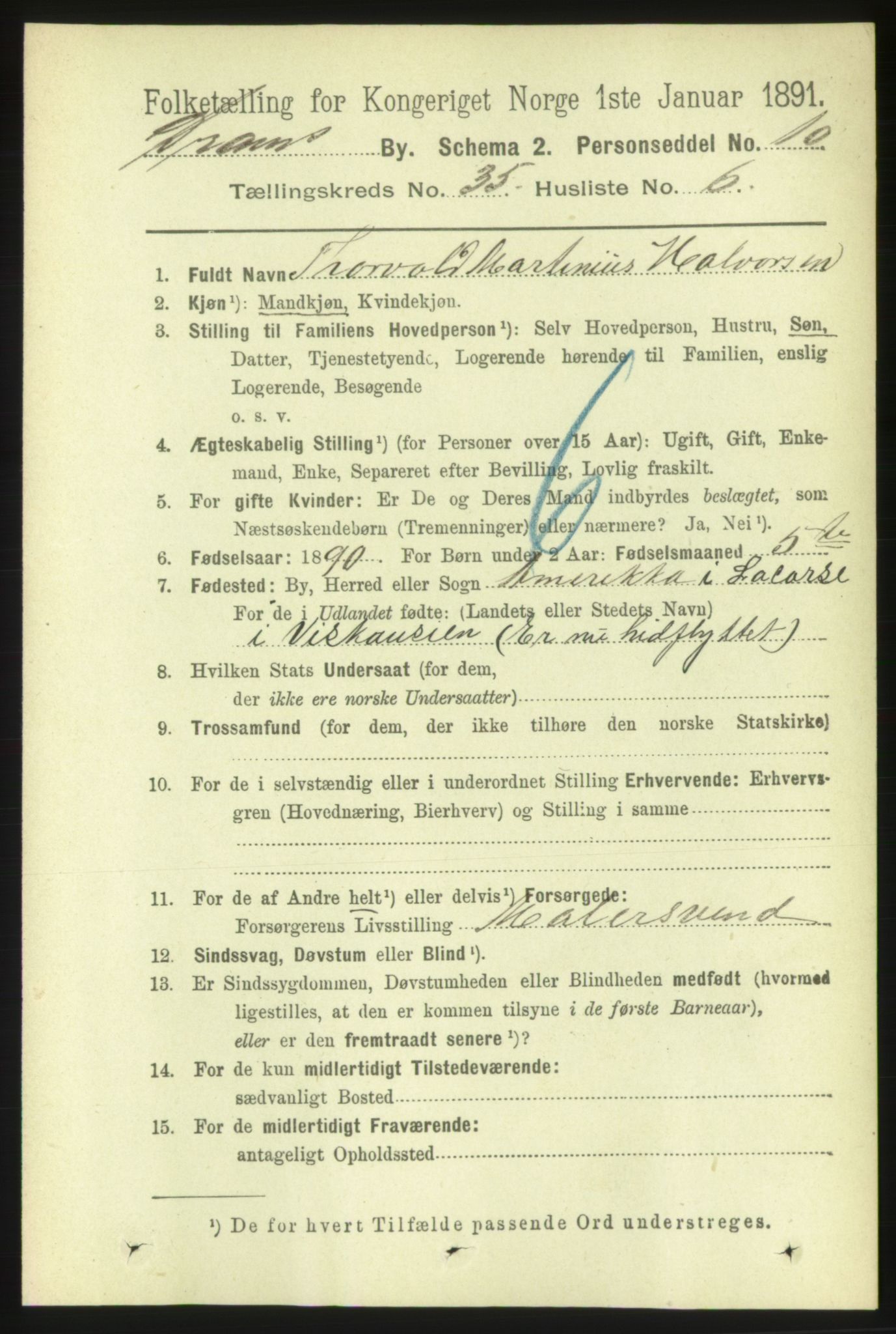 RA, 1891 census for 0602 Drammen, 1891, p. 21123