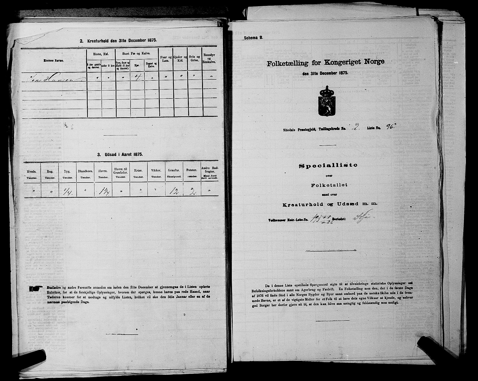 RA, 1875 census for 0233P Nittedal, 1875, p. 386