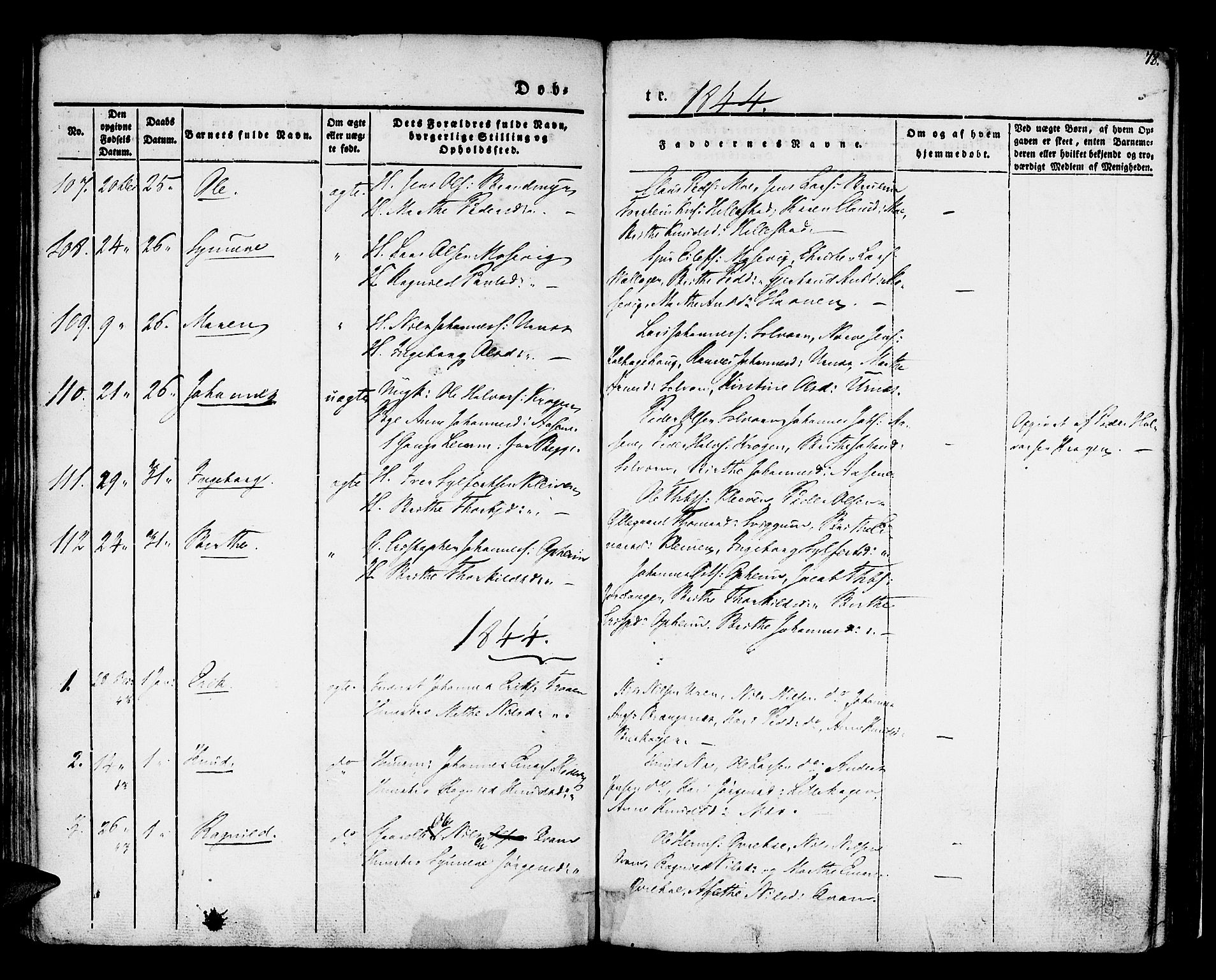 Hafslo sokneprestembete, SAB/A-80301/H/Haa/Haaa/L0005: Parish register (official) no. A 5, 1834-1852, p. 78