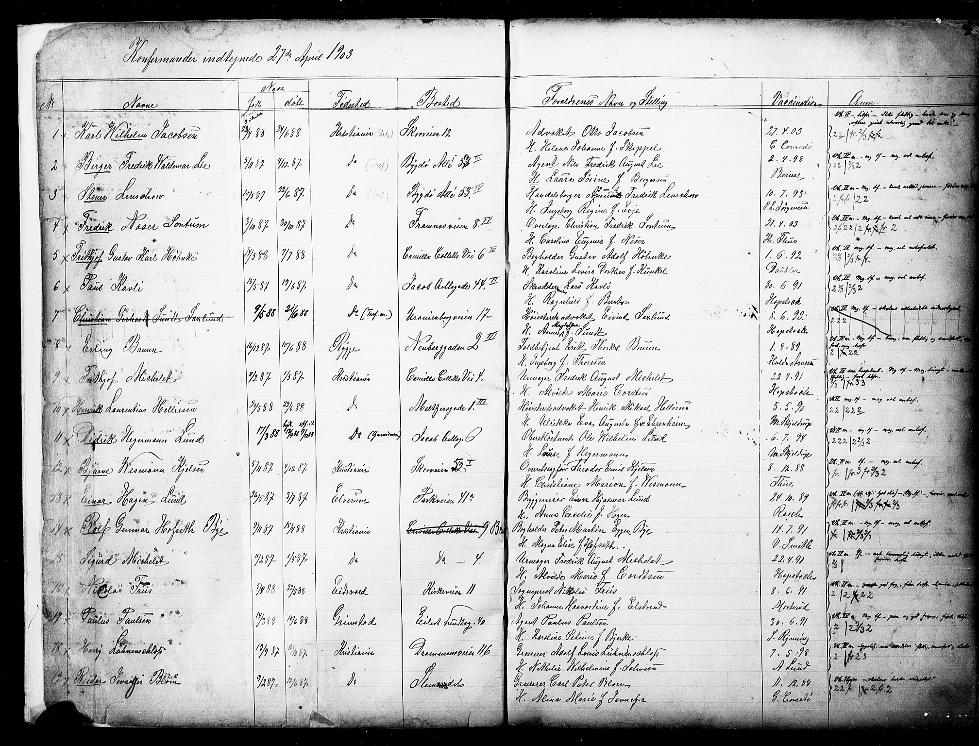 Uranienborg prestekontor Kirkebøker, SAO/A-10877/G/Ga/L0005: Parish register draft no. 5, 1903-1909