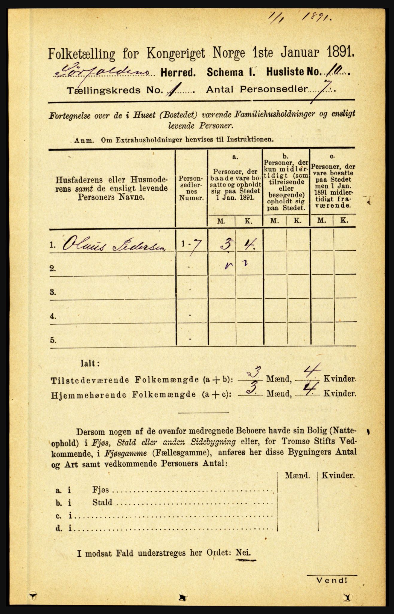 RA, 1891 census for 1845 Sørfold, 1891, p. 35