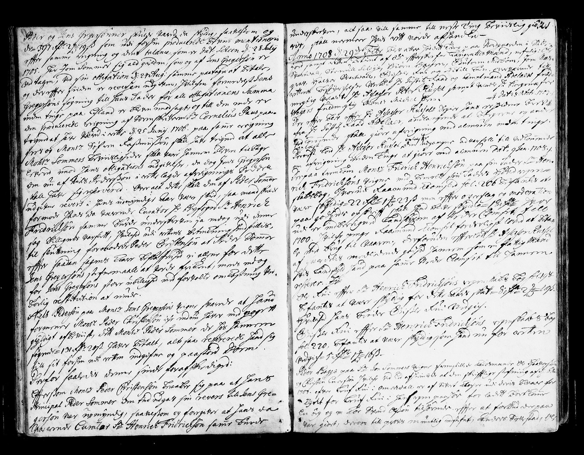 Øvre Telemark østfjelske sorenskriveri, AV/SAKO-A-213/F/Fa/Faa/L0023: Tingbok, 1708-1712, p. 21