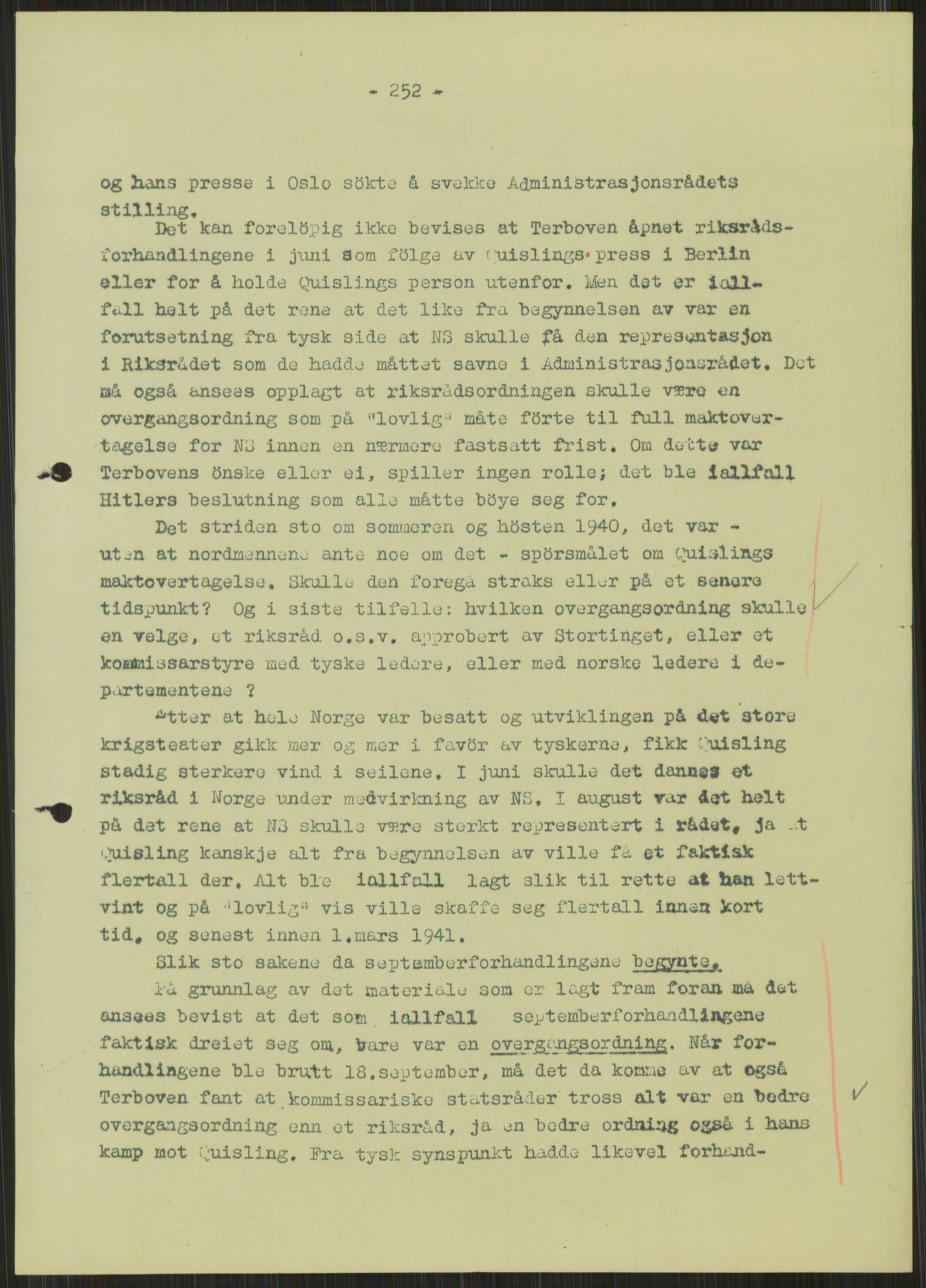 Undersøkelseskommisjonen av 1945, AV/RA-S-1566/D/Db/L0023: Regjeringskonferanse - Riksrådsforhandlingene, 1945-1947, p. 777