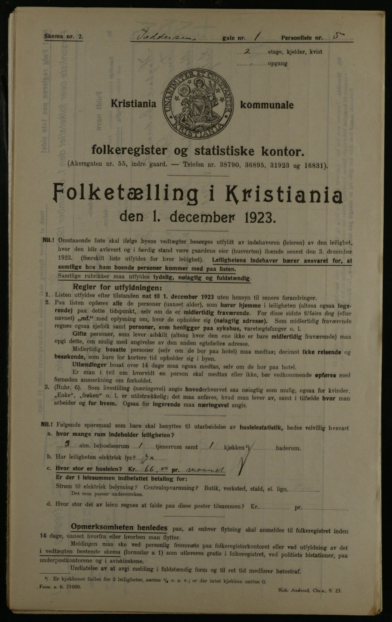 OBA, Municipal Census 1923 for Kristiania, 1923, p. 26977