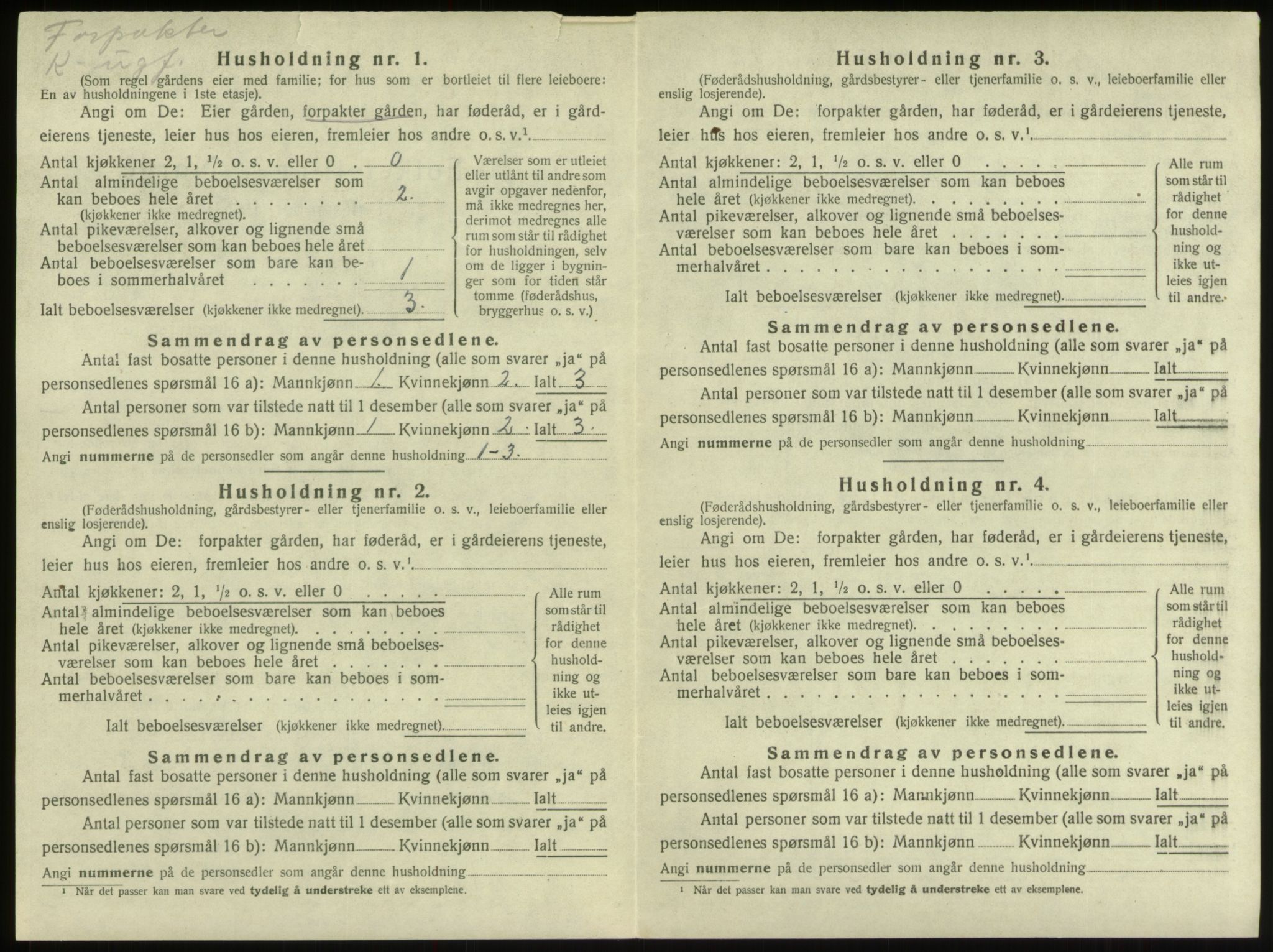 SAB, 1920 census for Innvik, 1920, p. 231