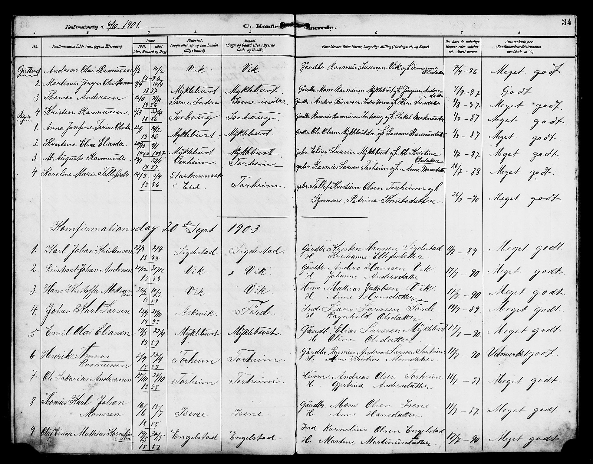 Davik sokneprestembete, AV/SAB-A-79701/H/Hab/Habd/L0002: Parish register (copy) no. D 2, 1890-1919, p. 34