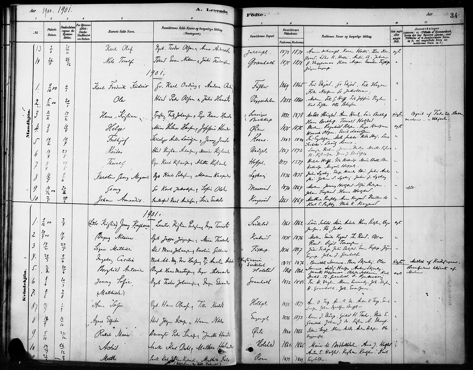 Hobøl prestekontor Kirkebøker, AV/SAO-A-2002/F/Fb/L0001: Parish register (official) no. II 1, 1878-1904, p. 34