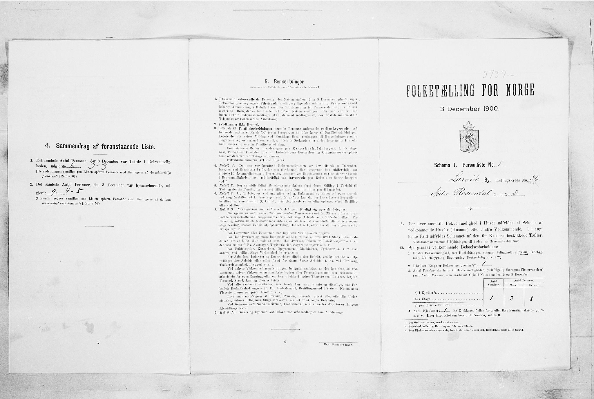 RA, 1900 census for Larvik, 1900, p. 4626