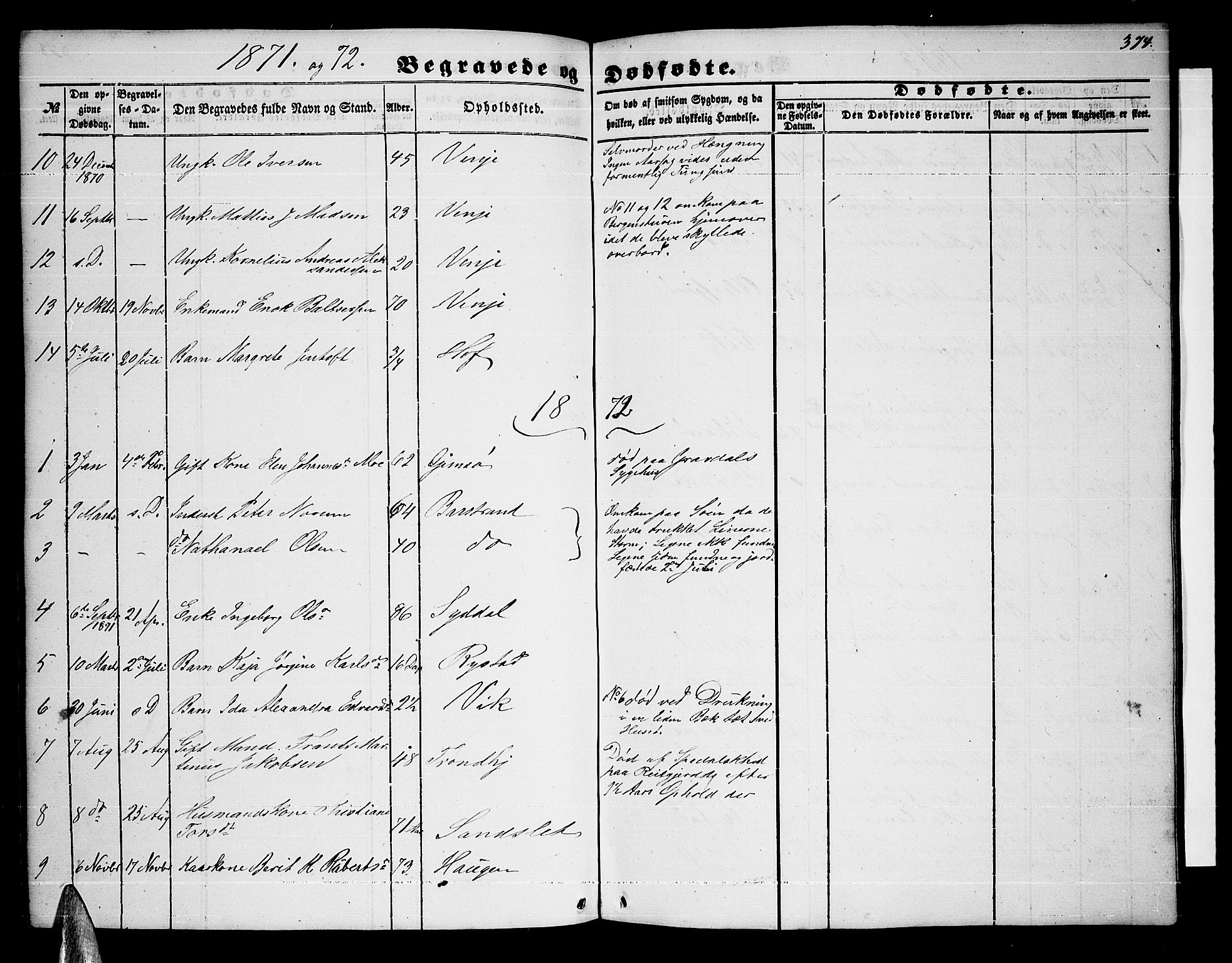 Ministerialprotokoller, klokkerbøker og fødselsregistre - Nordland, AV/SAT-A-1459/876/L1102: Parish register (copy) no. 876C01, 1852-1886, p. 374