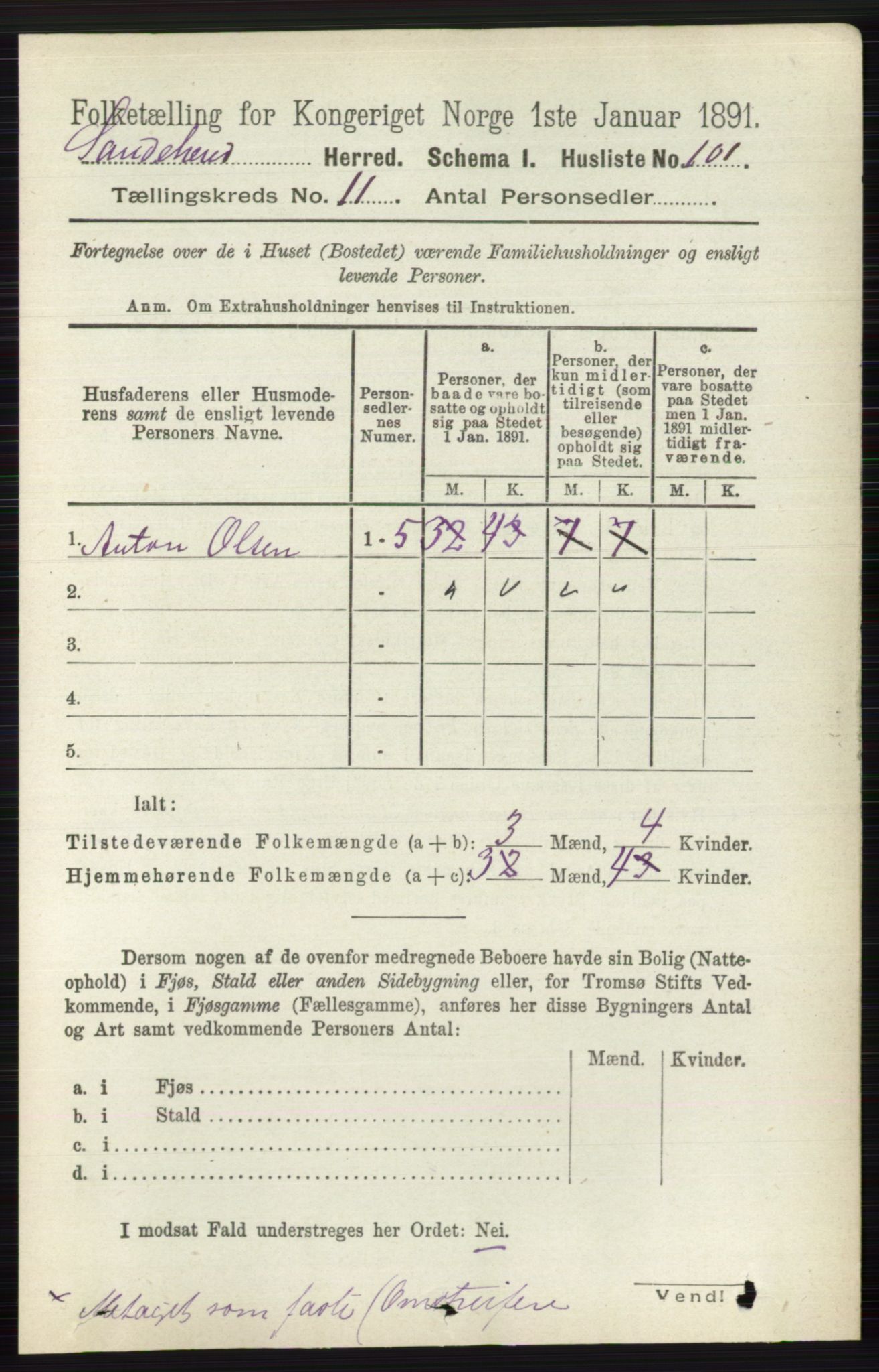 RA, 1891 census for 0724 Sandeherred, 1891, p. 6712