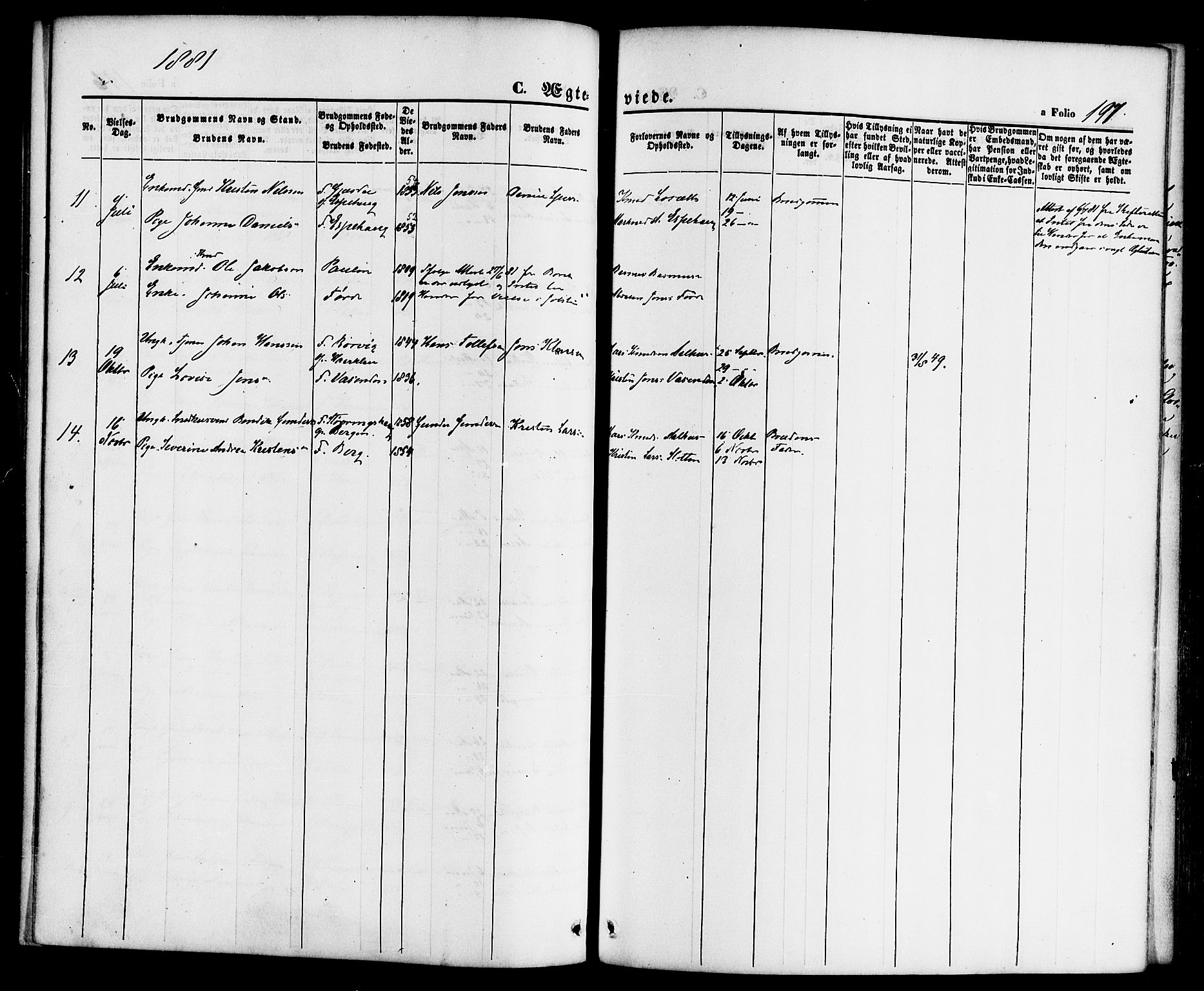 Jølster sokneprestembete, AV/SAB-A-80701/H/Haa/Haaa/L0011: Parish register (official) no. A 11, 1866-1881, p. 197