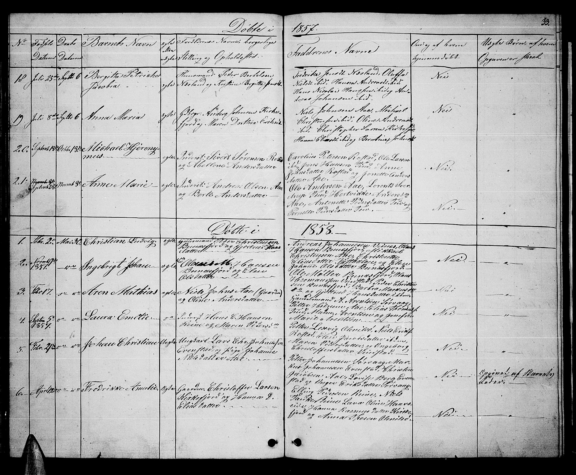 Ministerialprotokoller, klokkerbøker og fødselsregistre - Nordland, SAT/A-1459/886/L1224: Parish register (copy) no. 886C01, 1843-1873, p. 33