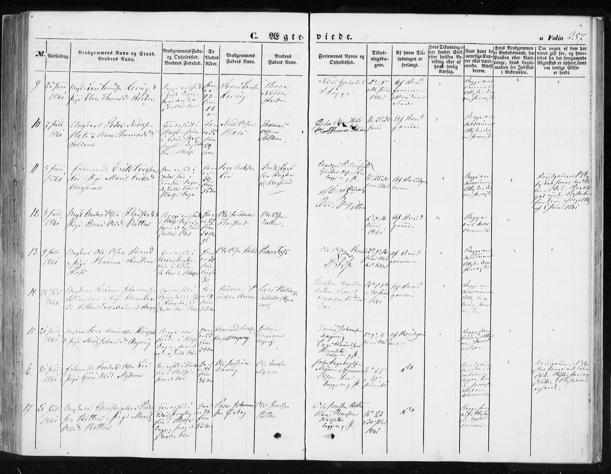 Ministerialprotokoller, klokkerbøker og fødselsregistre - Møre og Romsdal, AV/SAT-A-1454/576/L0883: Parish register (official) no. 576A01, 1849-1865, p. 357