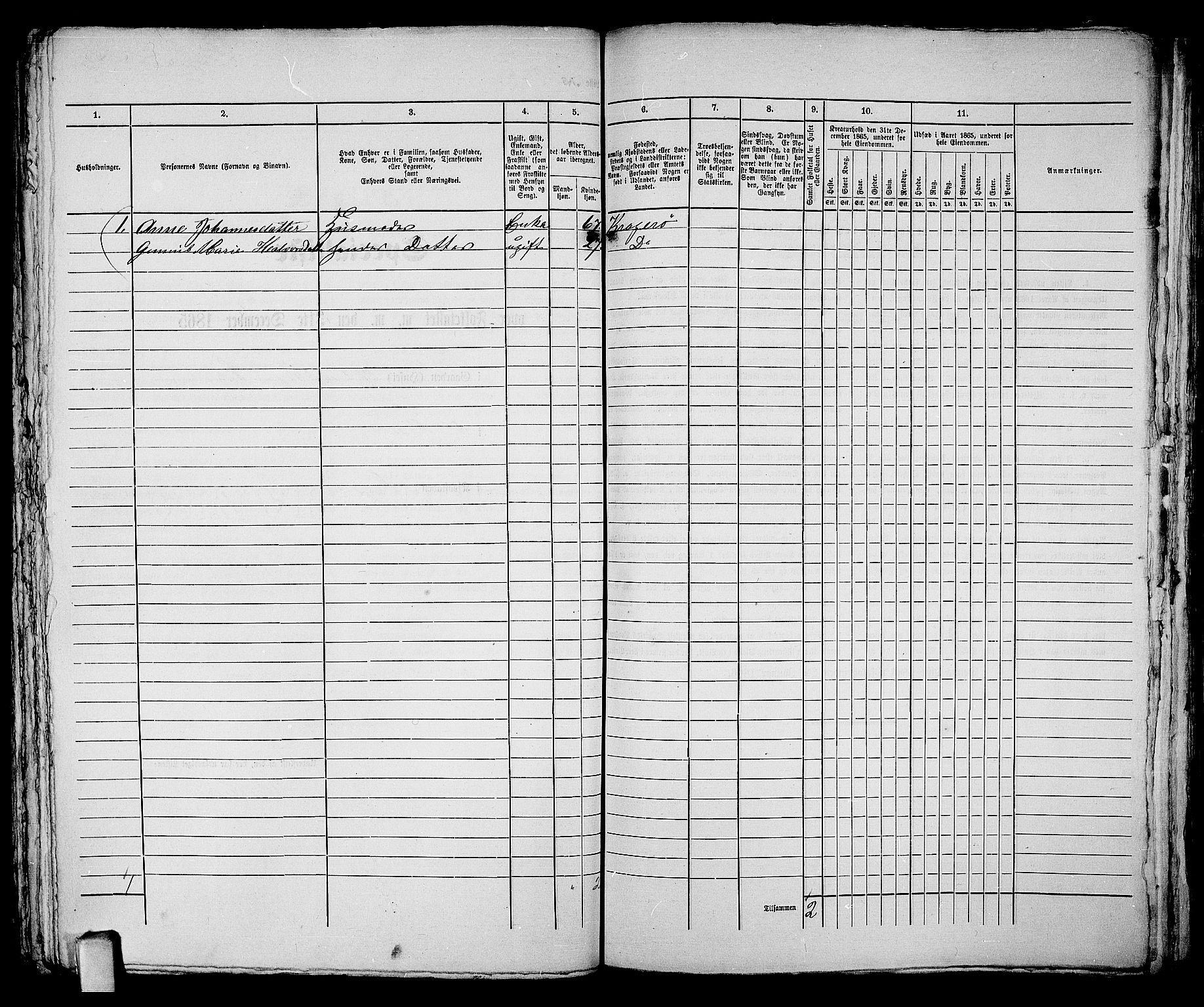 RA, 1865 census for Kragerø/Kragerø, 1865, p. 487