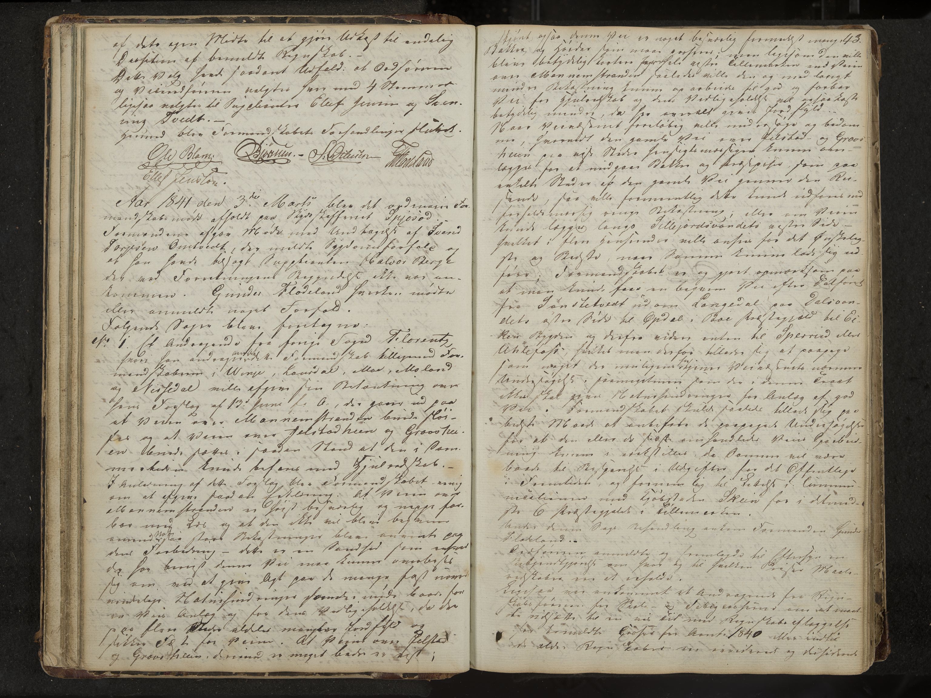 Kviteseid formannskap og sentraladministrasjon, IKAK/0829021/A/Aa/L0001: Møtebok med register, 1837-1866, p. 43