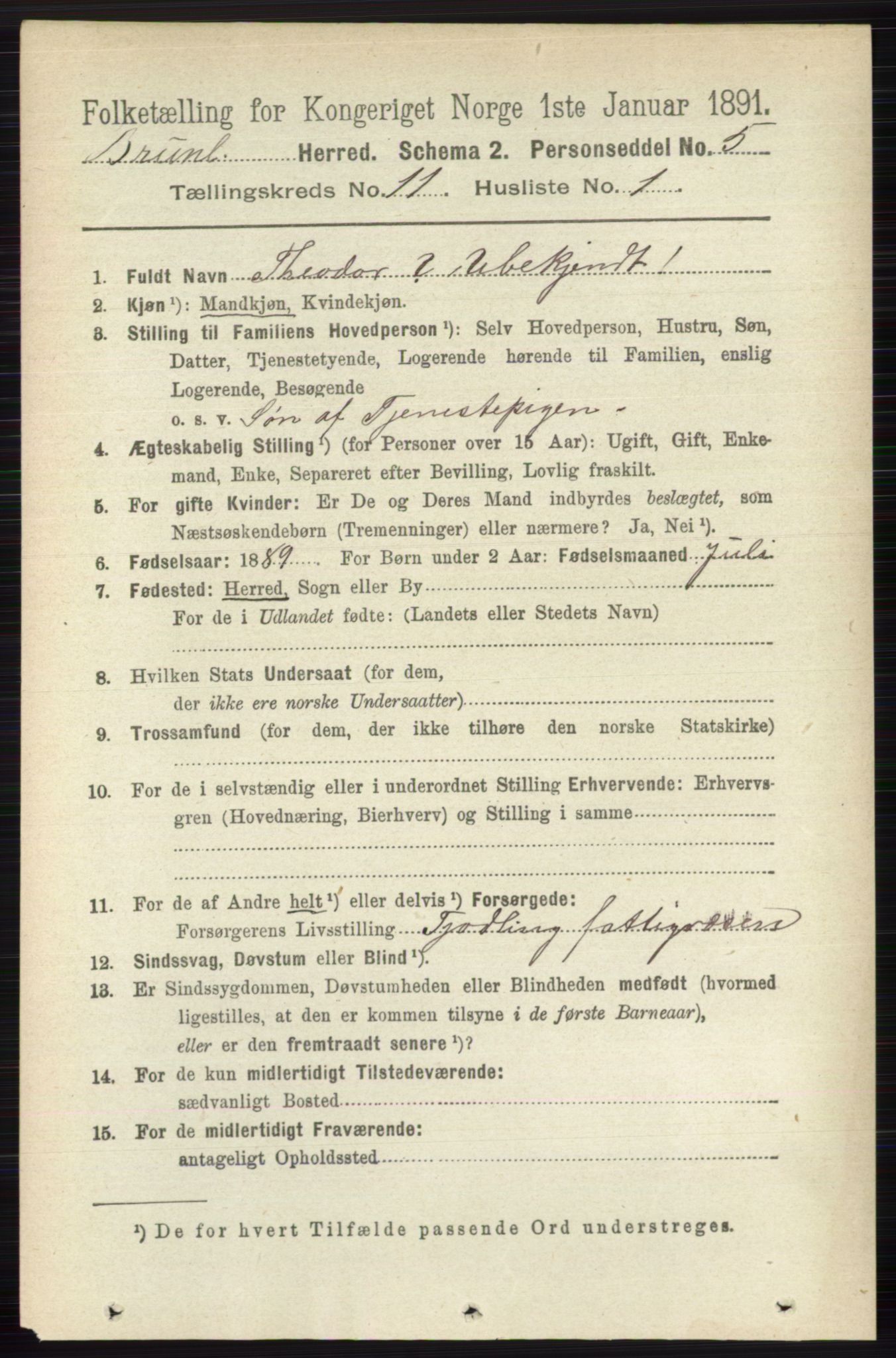 RA, 1891 census for 0726 Brunlanes, 1891, p. 5368