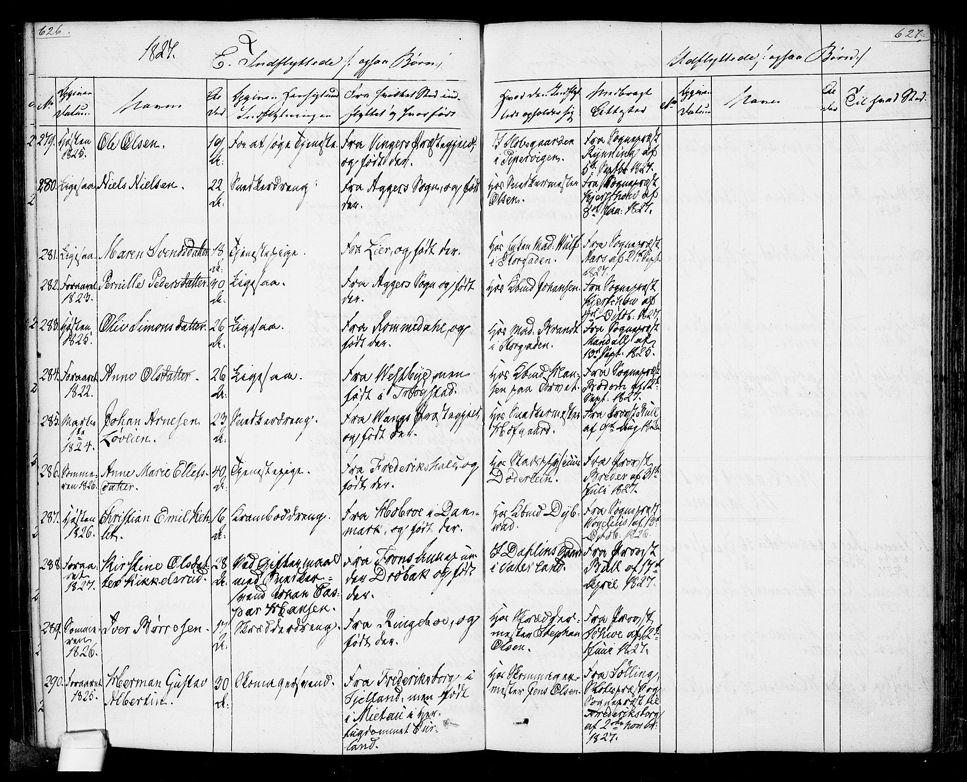Oslo domkirke Kirkebøker, SAO/A-10752/F/Fa/L0022: Parish register (official) no. 22, 1824-1829, p. 626-627
