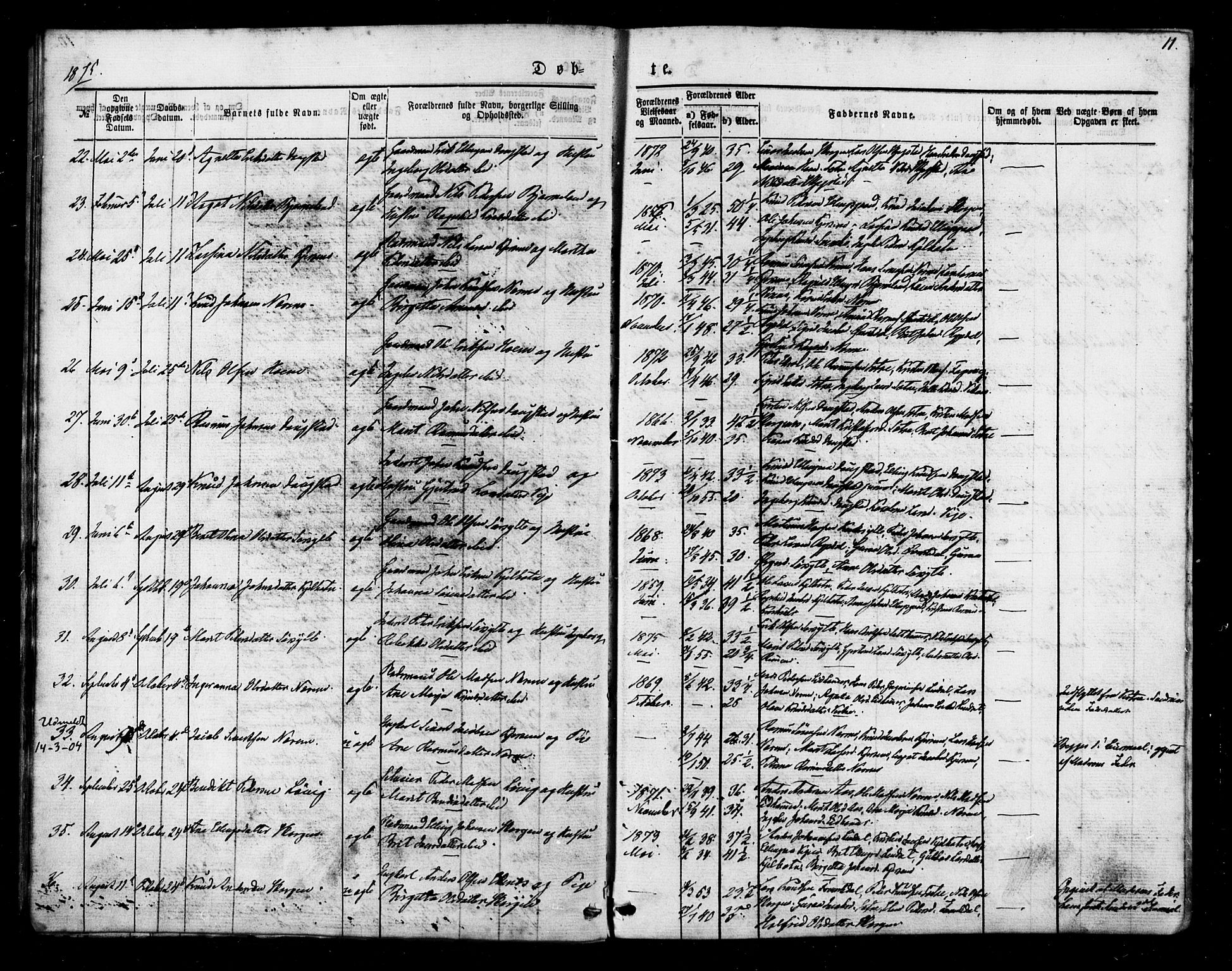 Ministerialprotokoller, klokkerbøker og fødselsregistre - Møre og Romsdal, AV/SAT-A-1454/541/L0545: Parish register (official) no. 541A02, 1872-1886, p. 11