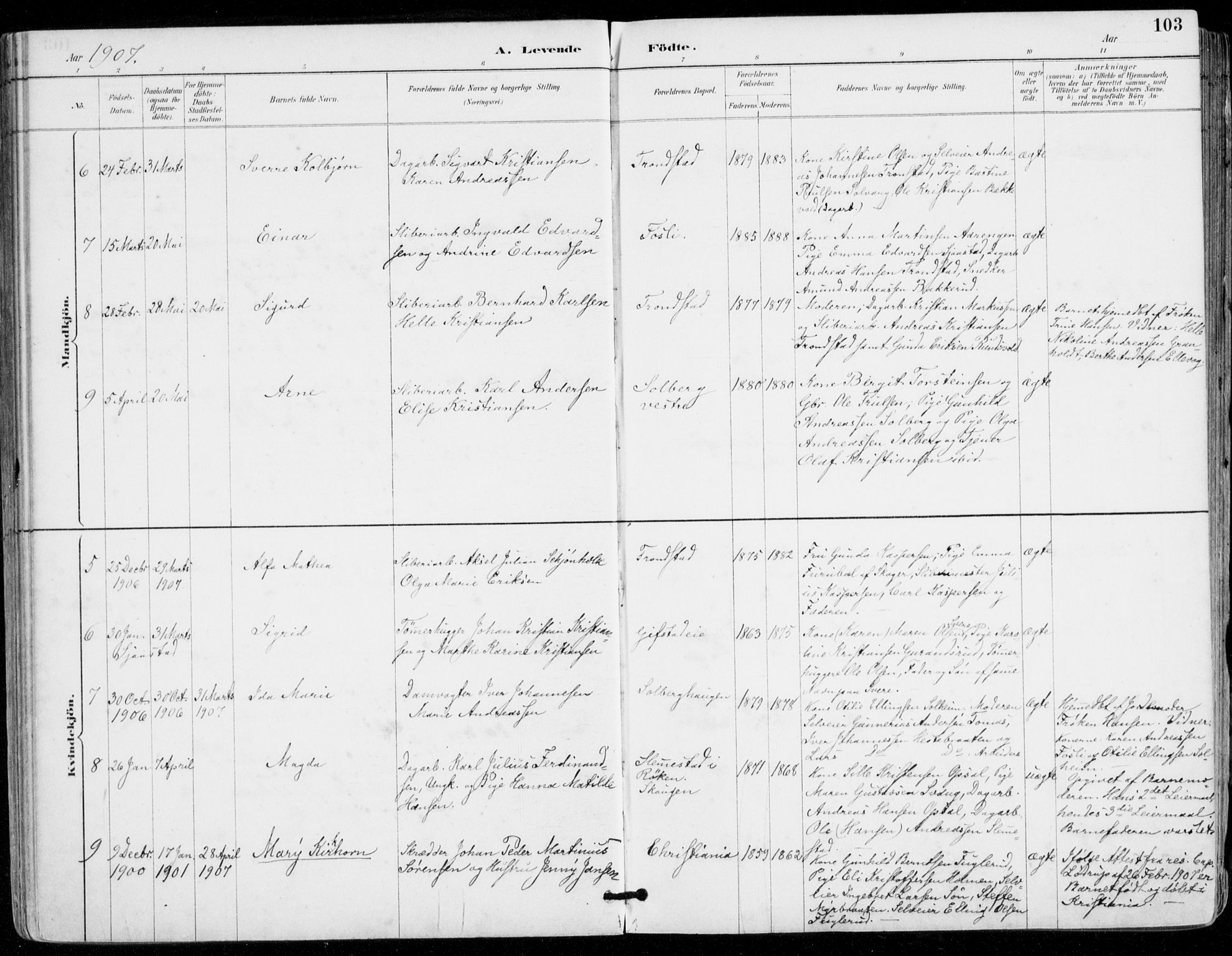 Sylling kirkebøker, AV/SAKO-A-247/F/Fa/L0001: Parish register (official) no. 1, 1883-1910, p. 103