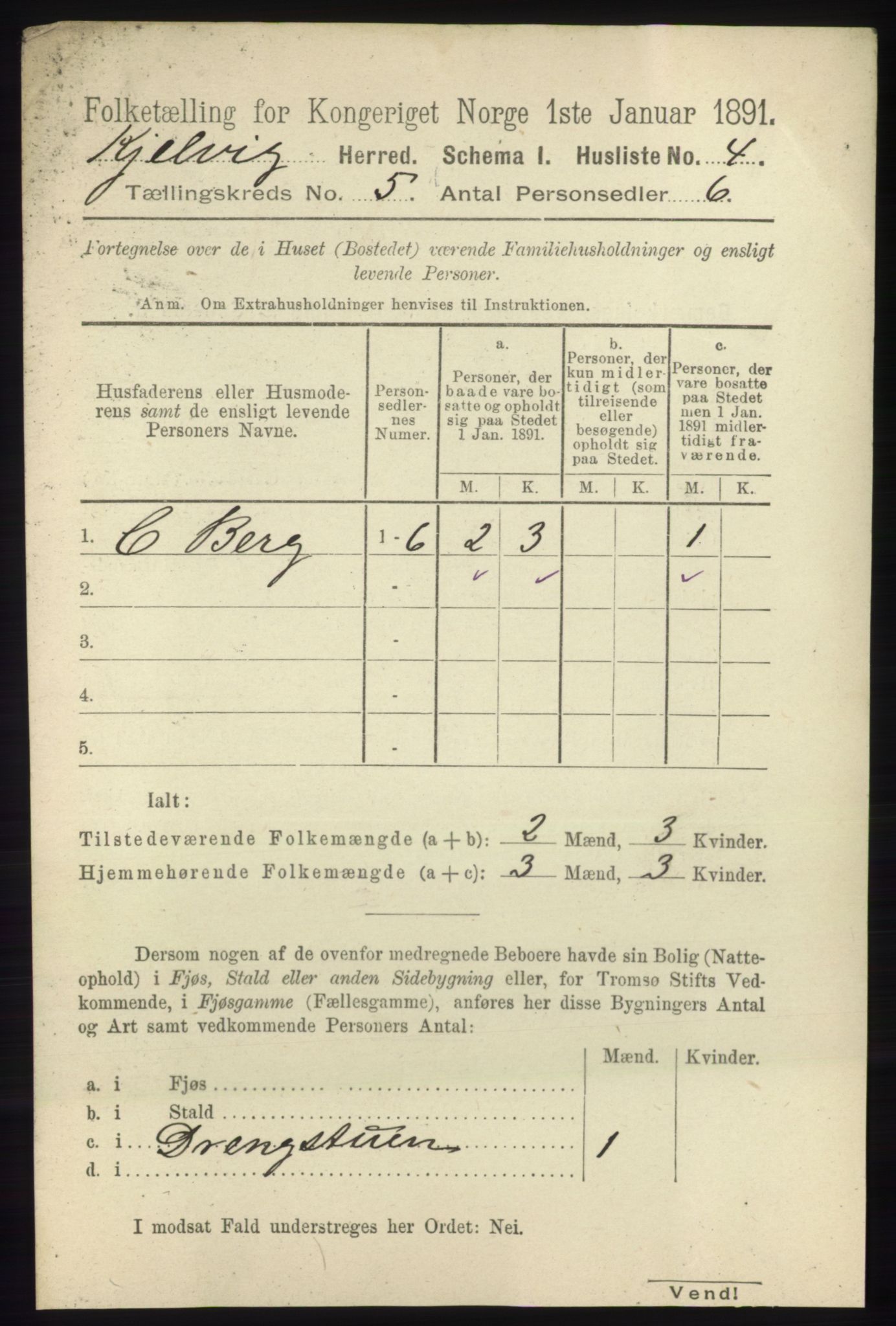 RA, 1891 census for 2019 Kjelvik, 1891, p. 542