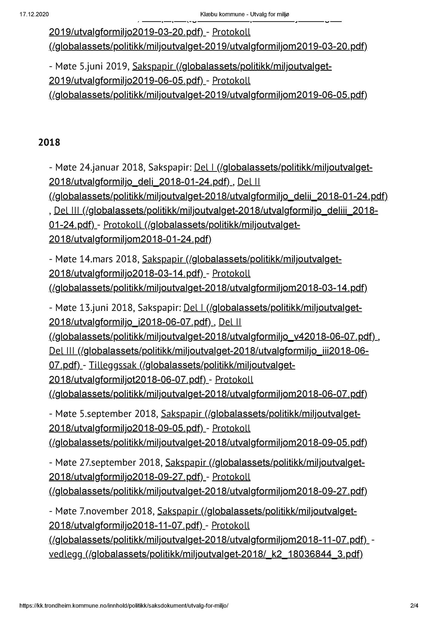 Klæbu Kommune, TRKO/KK/06-UM/L001: Utvalg for miljø - Dokumentoversikt, 2015-2019, p. 2