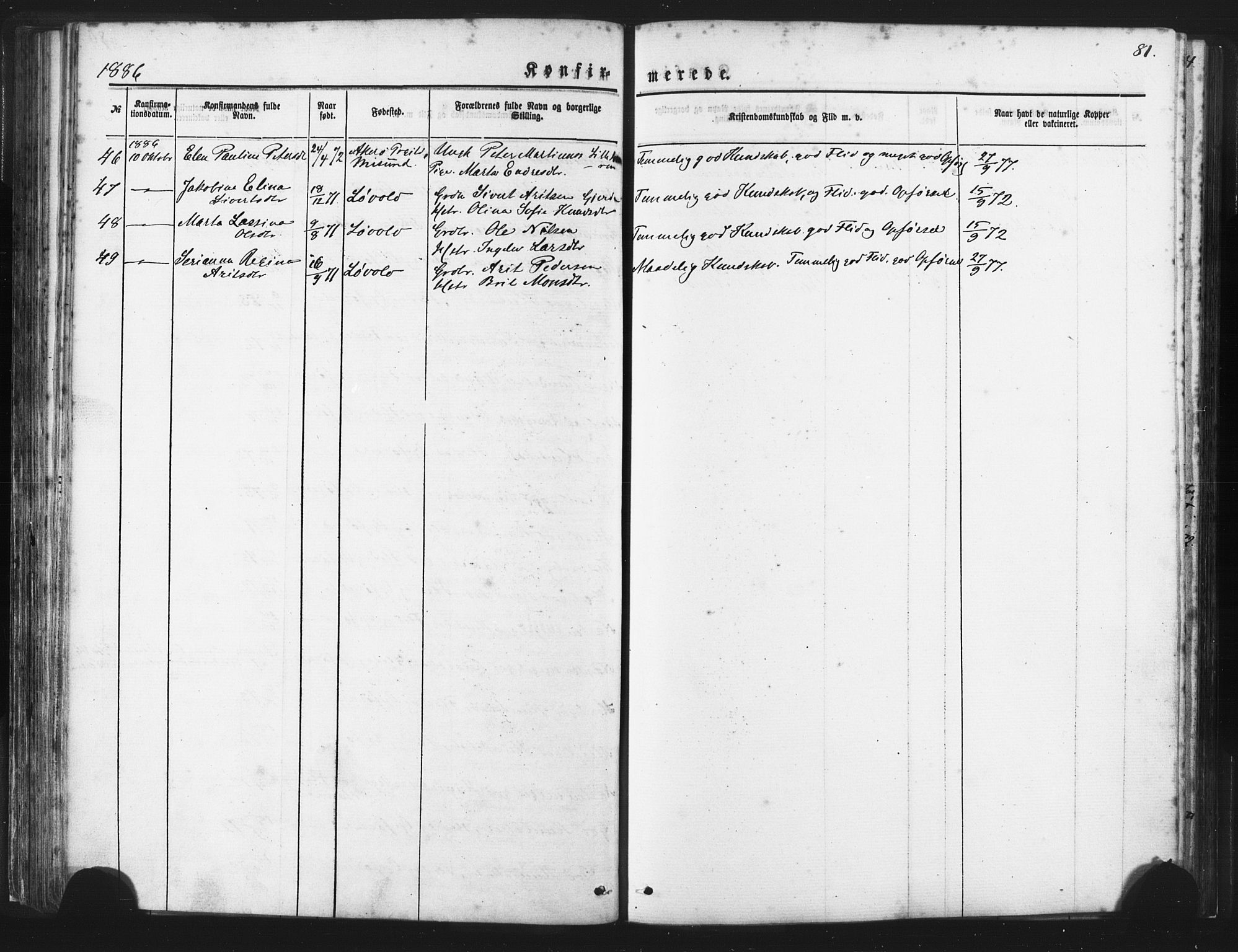 Ministerialprotokoller, klokkerbøker og fødselsregistre - Møre og Romsdal, AV/SAT-A-1454/539/L0530: Parish register (official) no. 539A03, 1872-1886, p. 81