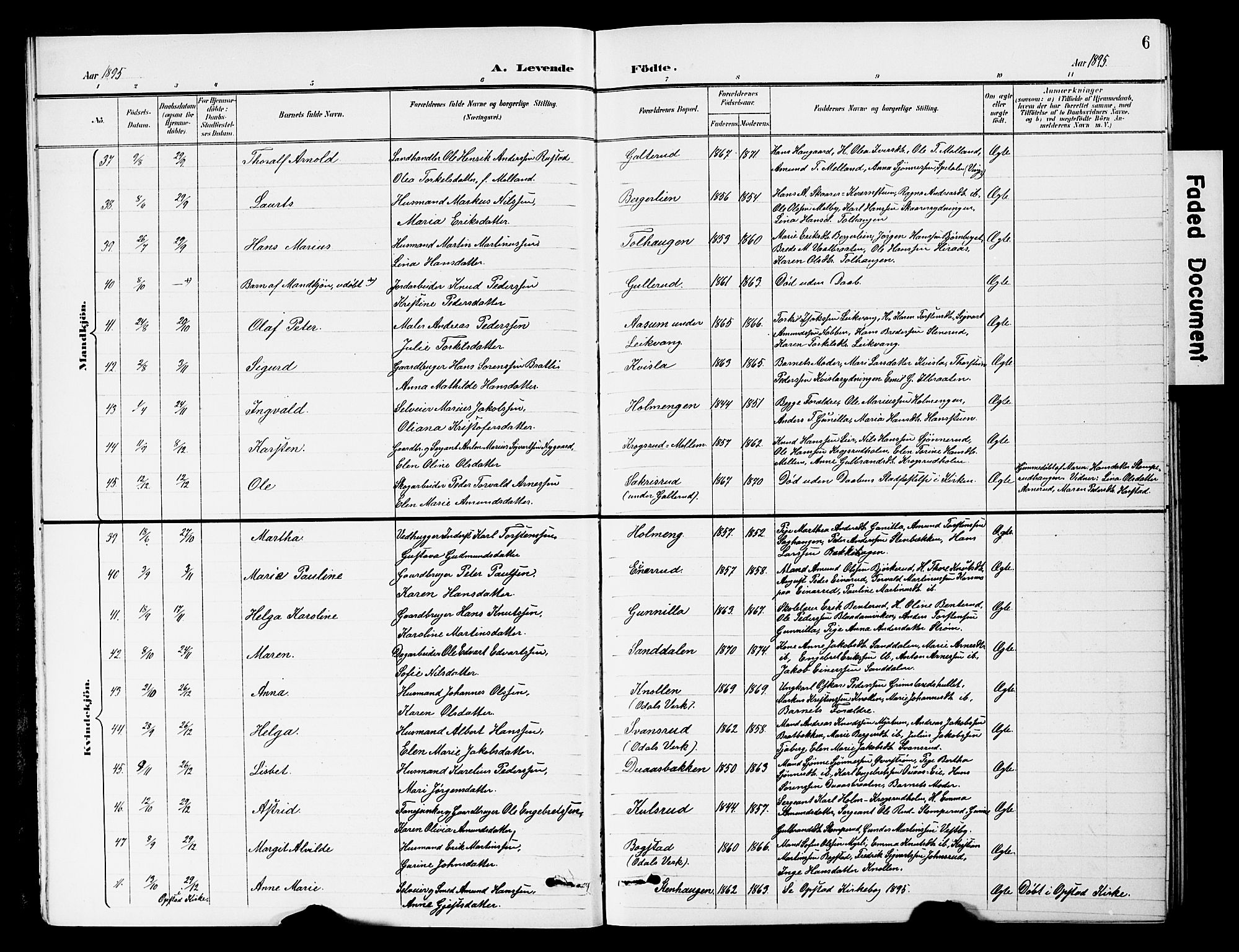 Sør-Odal prestekontor, SAH/PREST-030/H/Ha/Hab/L0001: Parish register (copy) no. 1, 1895-1902, p. 6