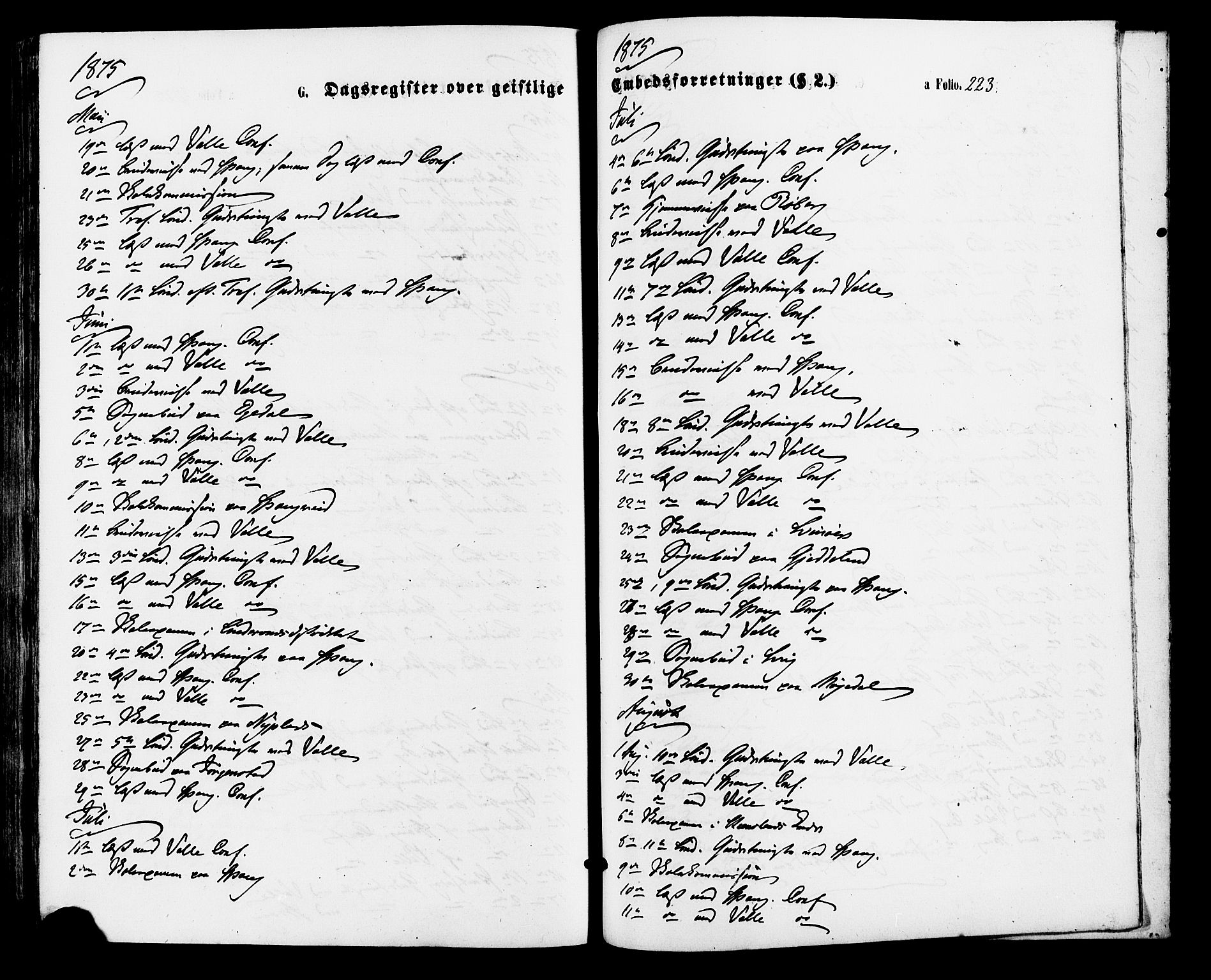 Sør-Audnedal sokneprestkontor, AV/SAK-1111-0039/F/Fa/Faa/L0003: Parish register (official) no. A 3, 1868-1883, p. 223