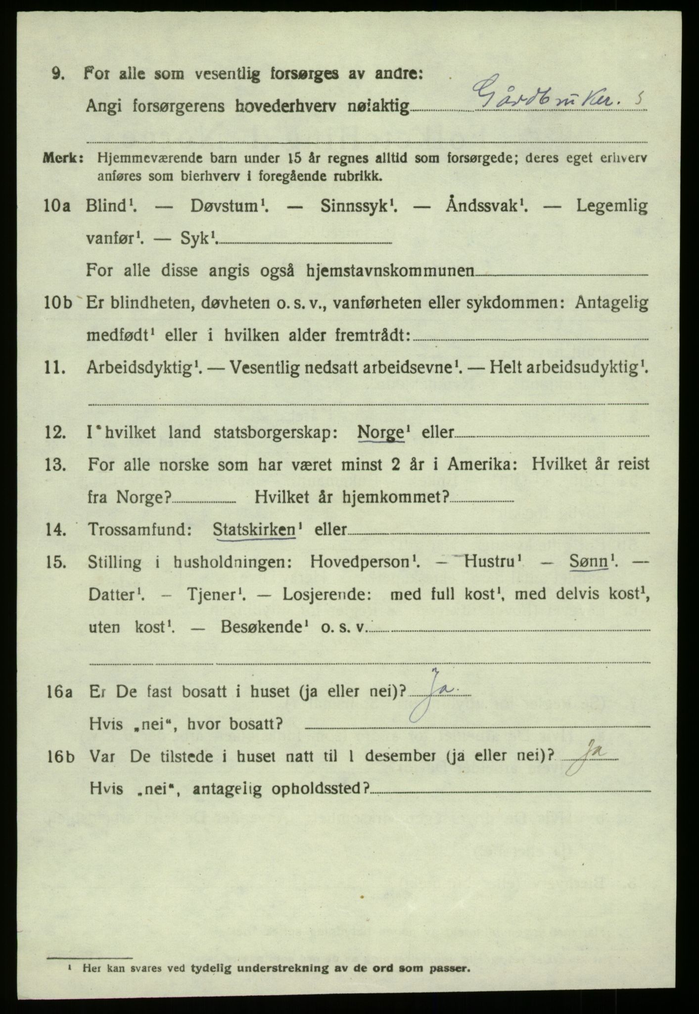 SAB, 1920 census for Hosanger, 1920, p. 922