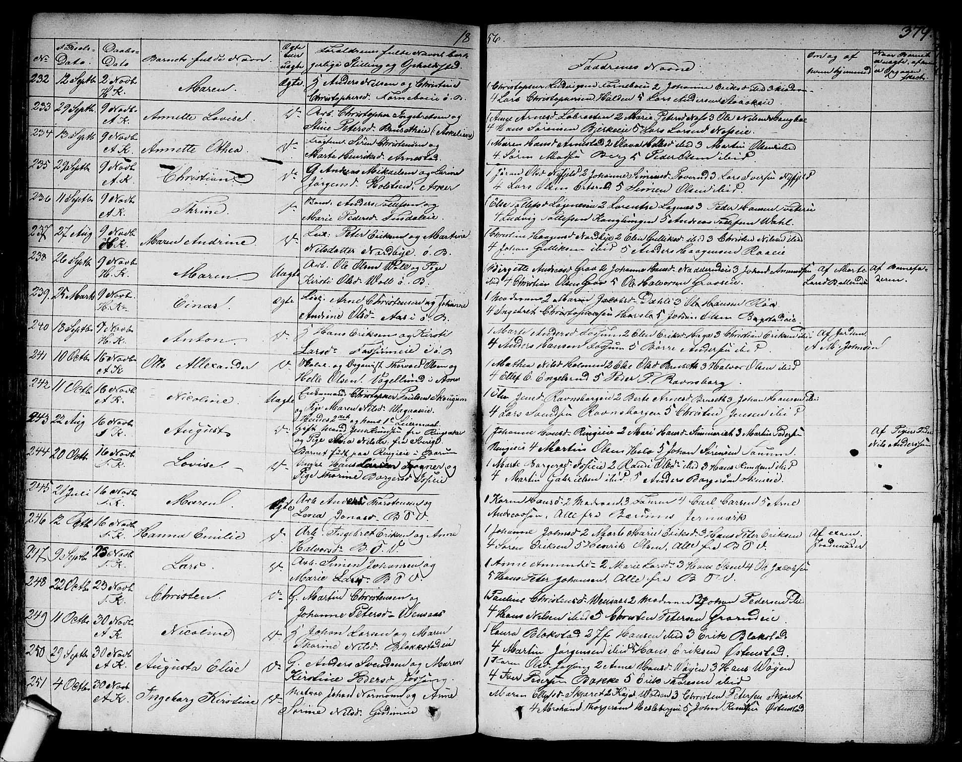 Asker prestekontor Kirkebøker, AV/SAO-A-10256a/F/Fa/L0007: Parish register (official) no. I 7, 1825-1864, p. 379