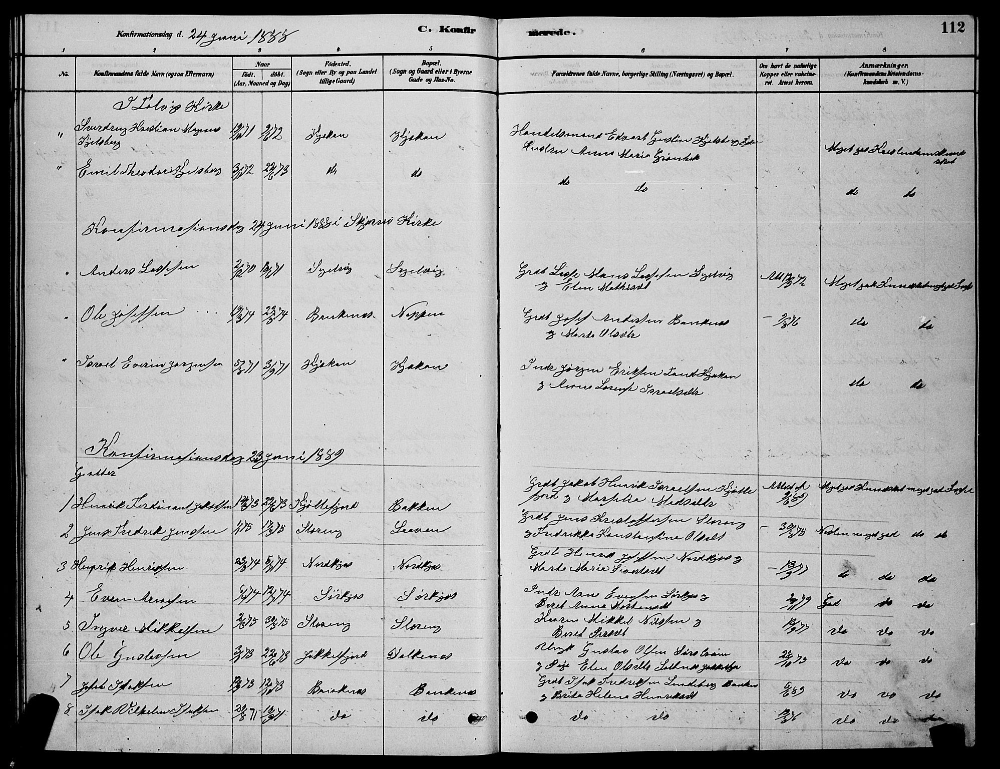 Skjervøy sokneprestkontor, SATØ/S-1300/H/Ha/Hab/L0015klokker: Parish register (copy) no. 15, 1878-1890, p. 112