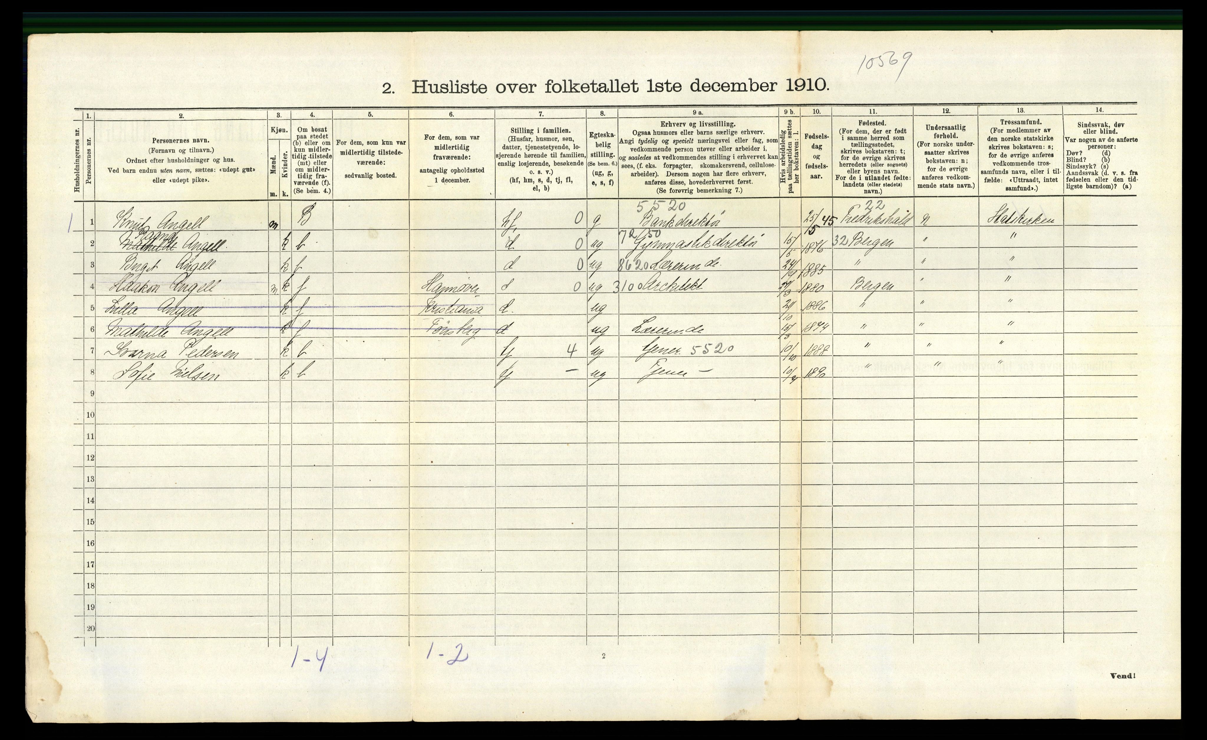 RA, 1910 census for Fana, 1910, p. 1418