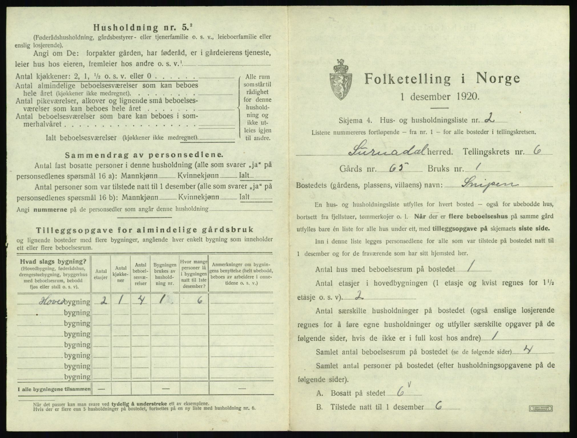 SAT, 1920 census for Surnadal, 1920, p. 595