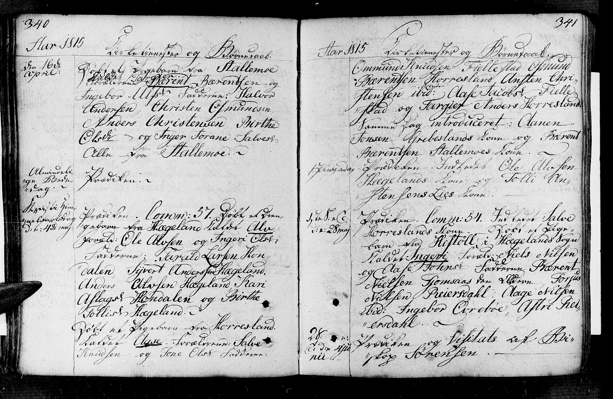 Vennesla sokneprestkontor, AV/SAK-1111-0045/Fa/Fac/L0002: Parish register (official) no. A 2, 1785-1834, p. 340-341