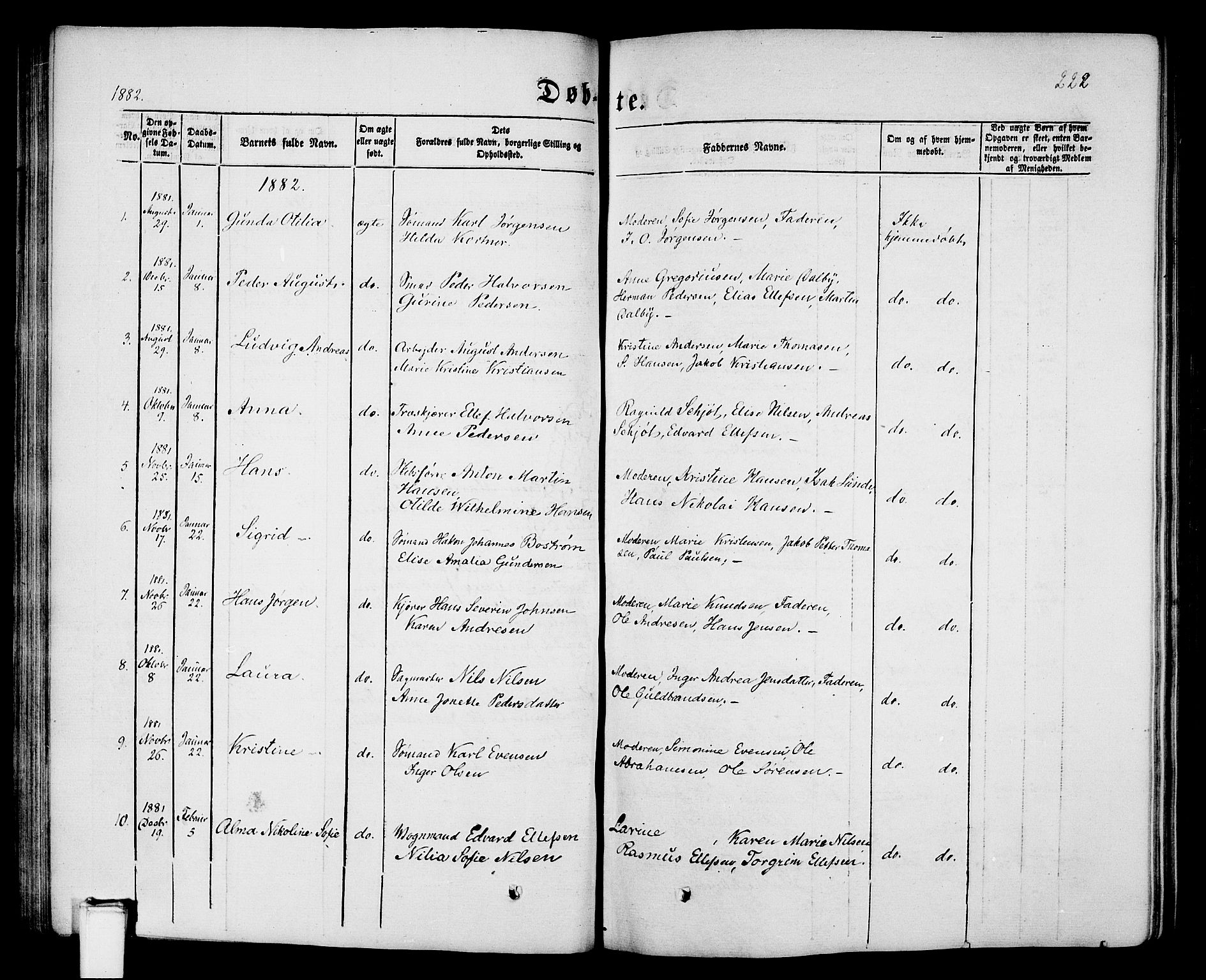 Porsgrunn kirkebøker , SAKO/A-104/G/Gb/L0004: Parish register (copy) no. II 4, 1853-1882, p. 222