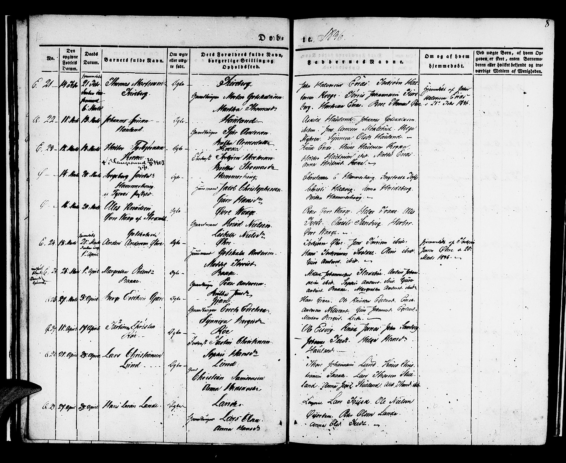 Kvinnherad sokneprestembete, AV/SAB-A-76401/H/Haa: Parish register (official) no. A 6, 1835-1843, p. 8