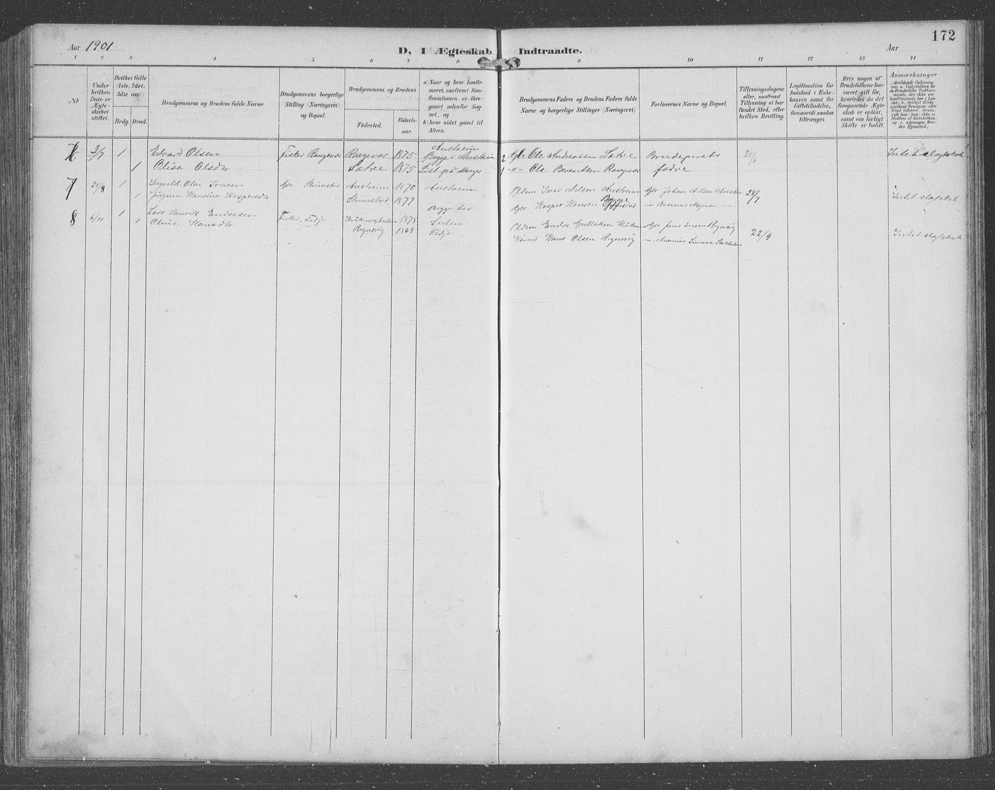 Lindås Sokneprestembete, SAB/A-76701/H/Hab: Parish register (copy) no. C 4, 1894-1910, p. 172