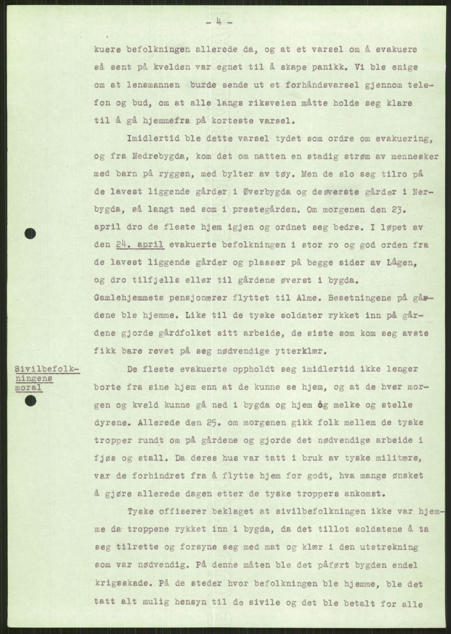 Forsvaret, Forsvarets krigshistoriske avdeling, AV/RA-RAFA-2017/Y/Ya/L0014: II-C-11-31 - Fylkesmenn.  Rapporter om krigsbegivenhetene 1940., 1940, p. 91