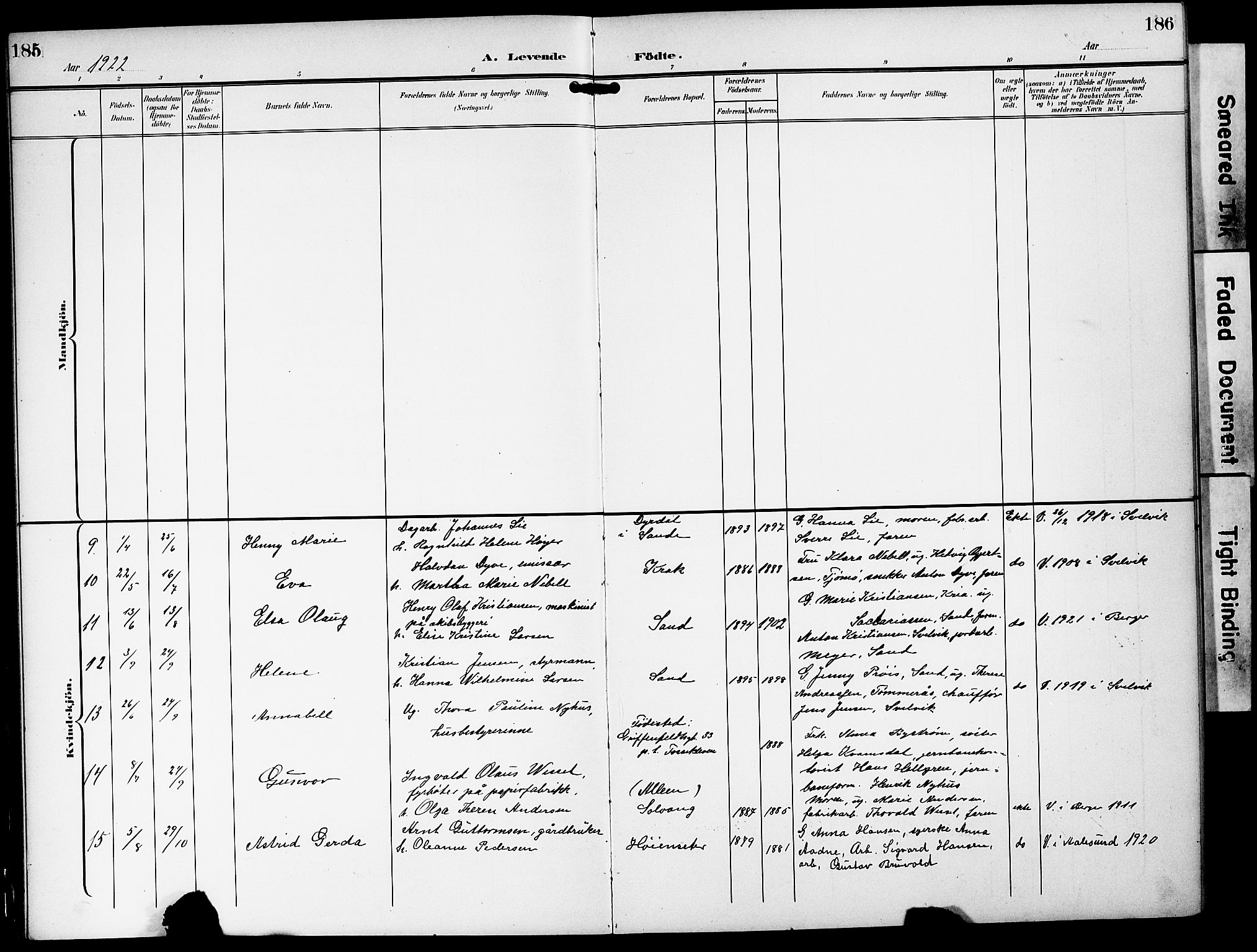 Strømm kirkebøker, AV/SAKO-A-322/G/Ga/L0004: Parish register (copy) no. I 4, 1897-1927, p. 185-186