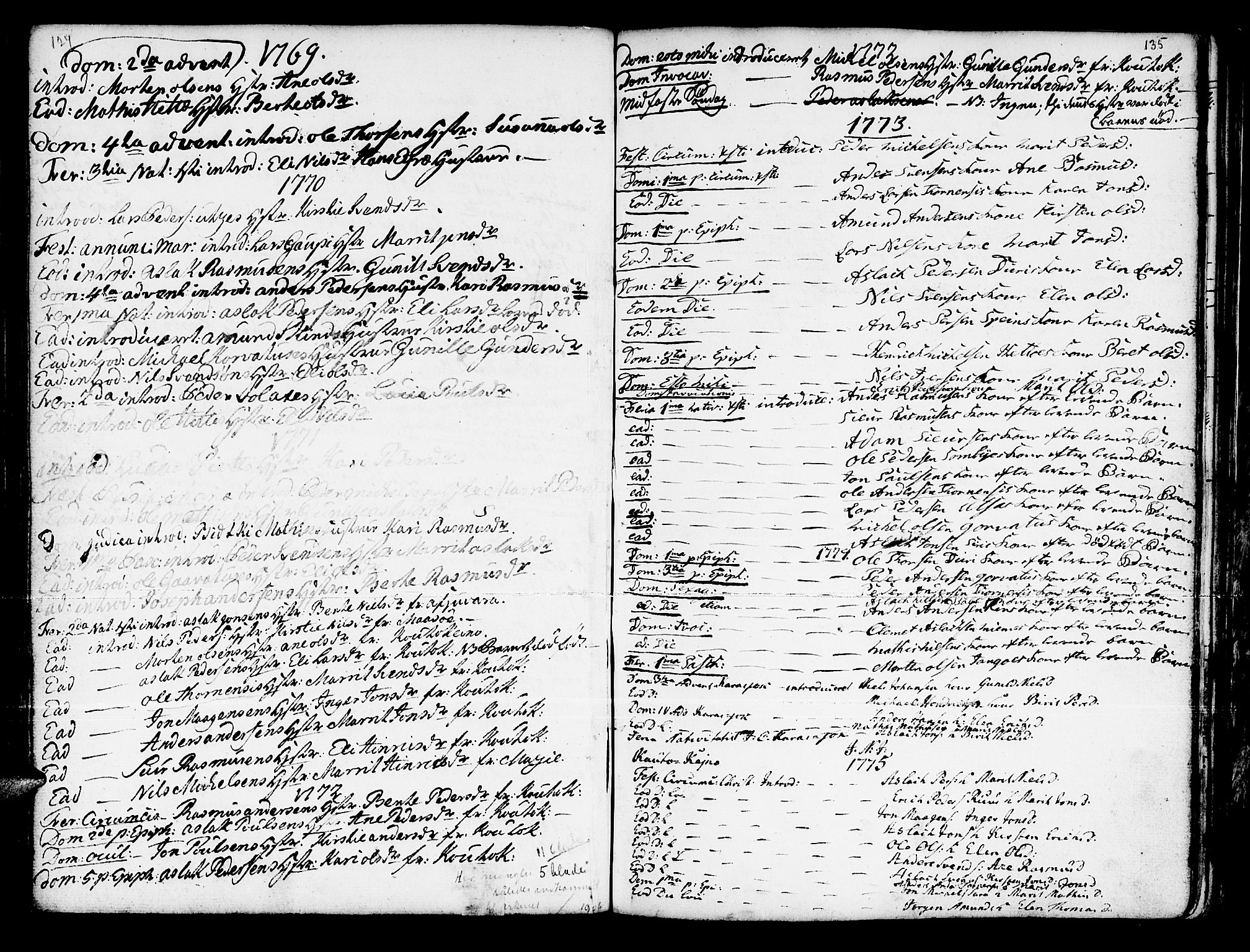 Kautokeino sokneprestembete, AV/SATØ-S-1340/H/Ha/L0001.kirke: Parish register (official) no. 1, 1723-1776, p. 124-135