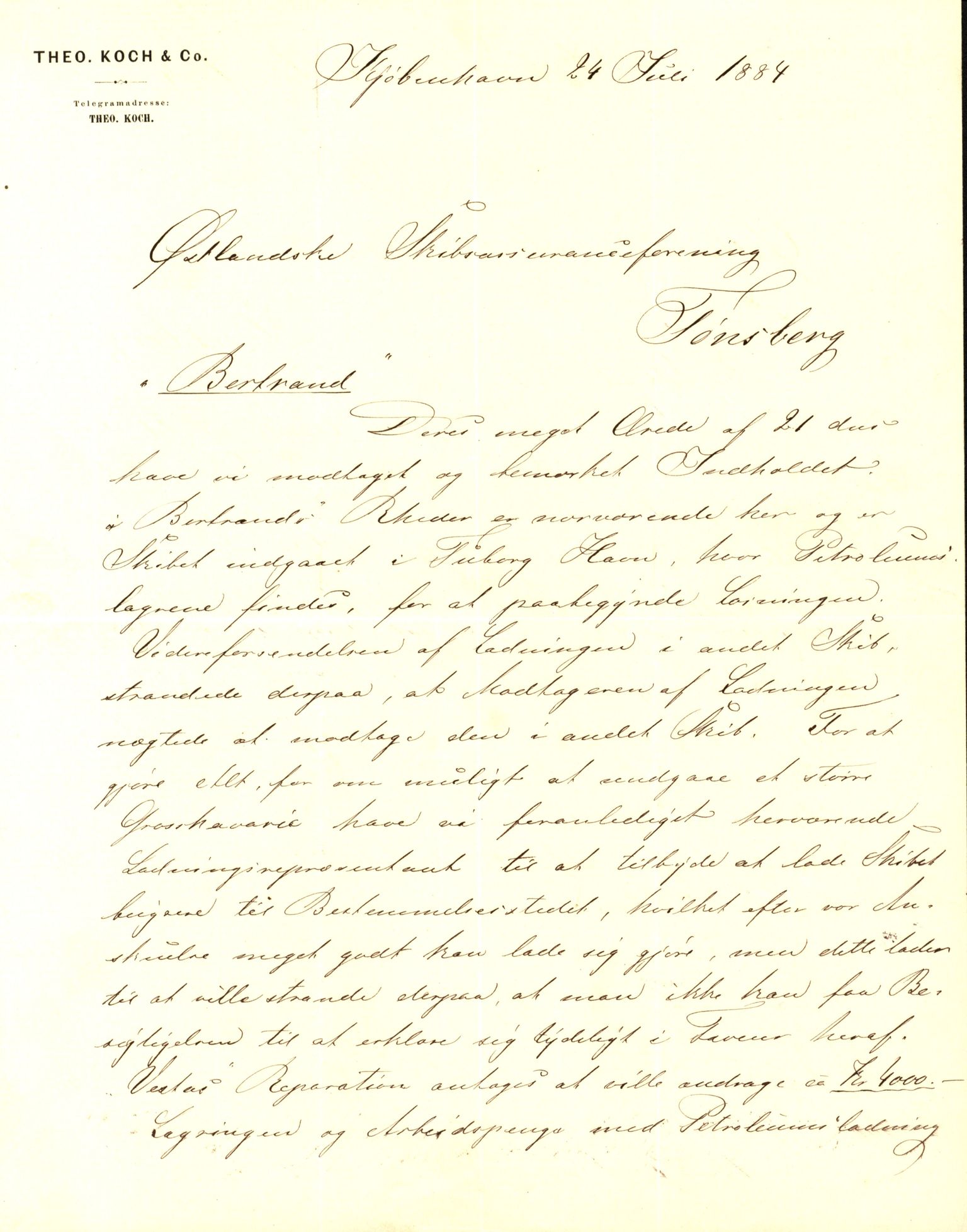 Pa 63 - Østlandske skibsassuranceforening, VEMU/A-1079/G/Ga/L0017/0008: Havaridokumenter / Terpsichore, Industri, Baticola, Bertrand, 1884, p. 67