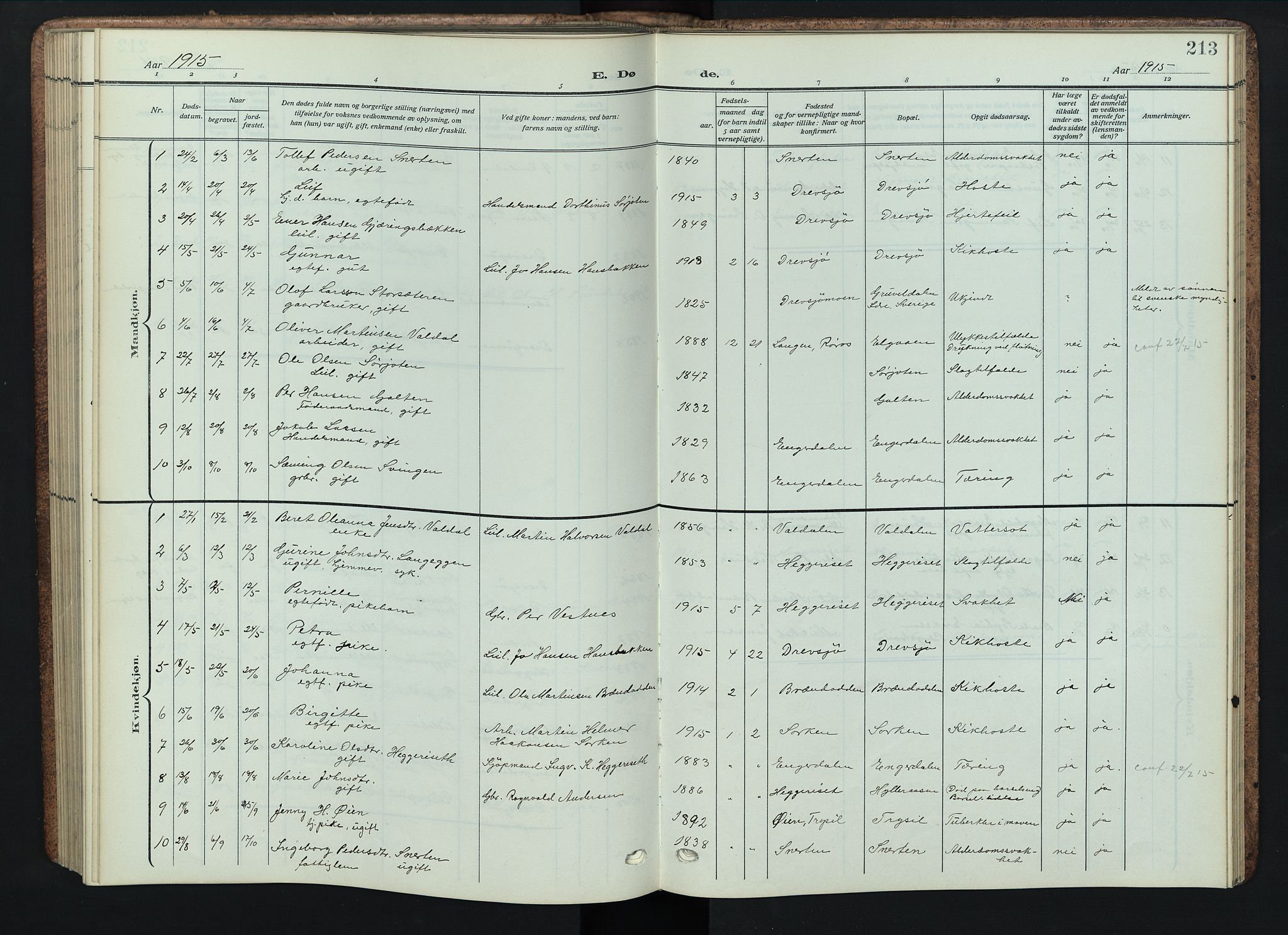 Engerdal prestekontor, AV/SAH-PREST-048/H/Ha/Hab/L0001: Parish register (copy) no. 1, 1911-1947, p. 213