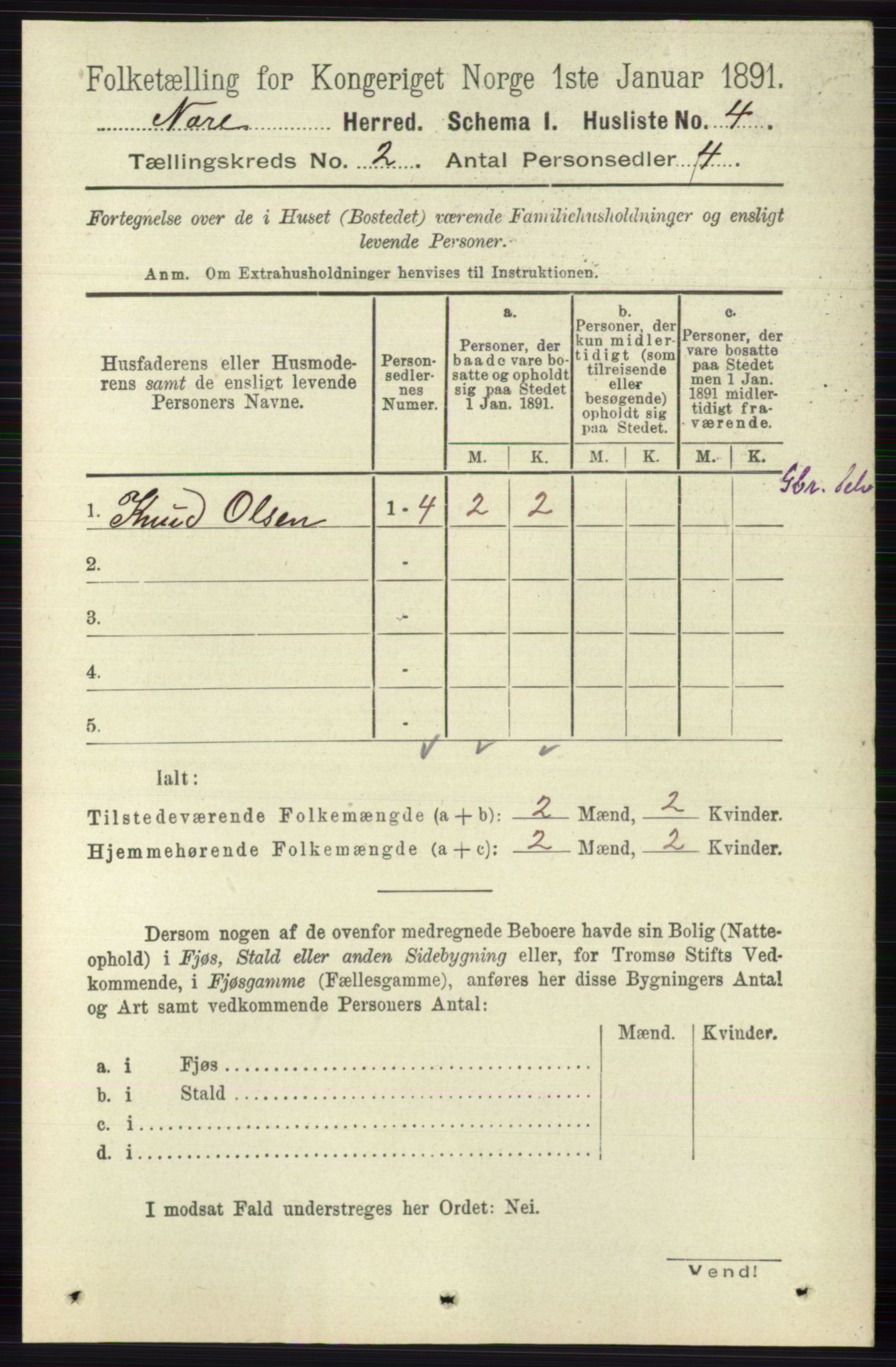 RA, 1891 census for 0633 Nore, 1891, p. 181